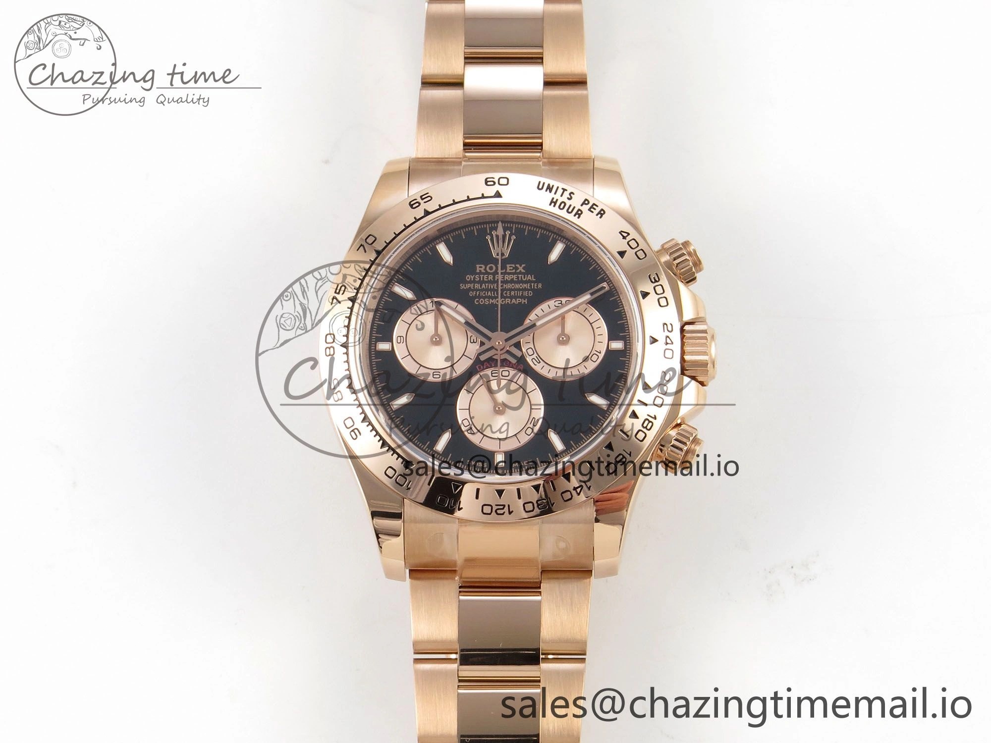 RelaxedFit Daytona 126505 1:1 Best Edition Clean RG Black Stick Dial on RG Bracelet Super Clone DD 251