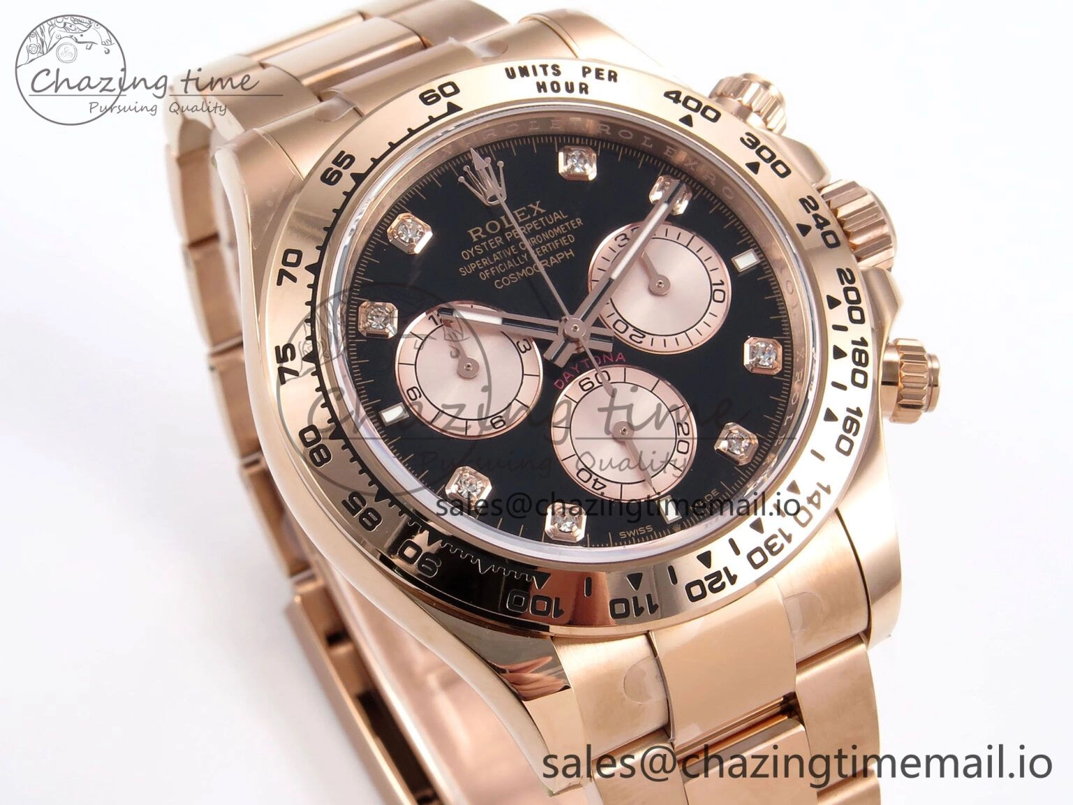 Comfortable Daytona 126505 APSF 1:1 Best Edition RG Black Diamonds Dial on RG Bracelet SH 1025