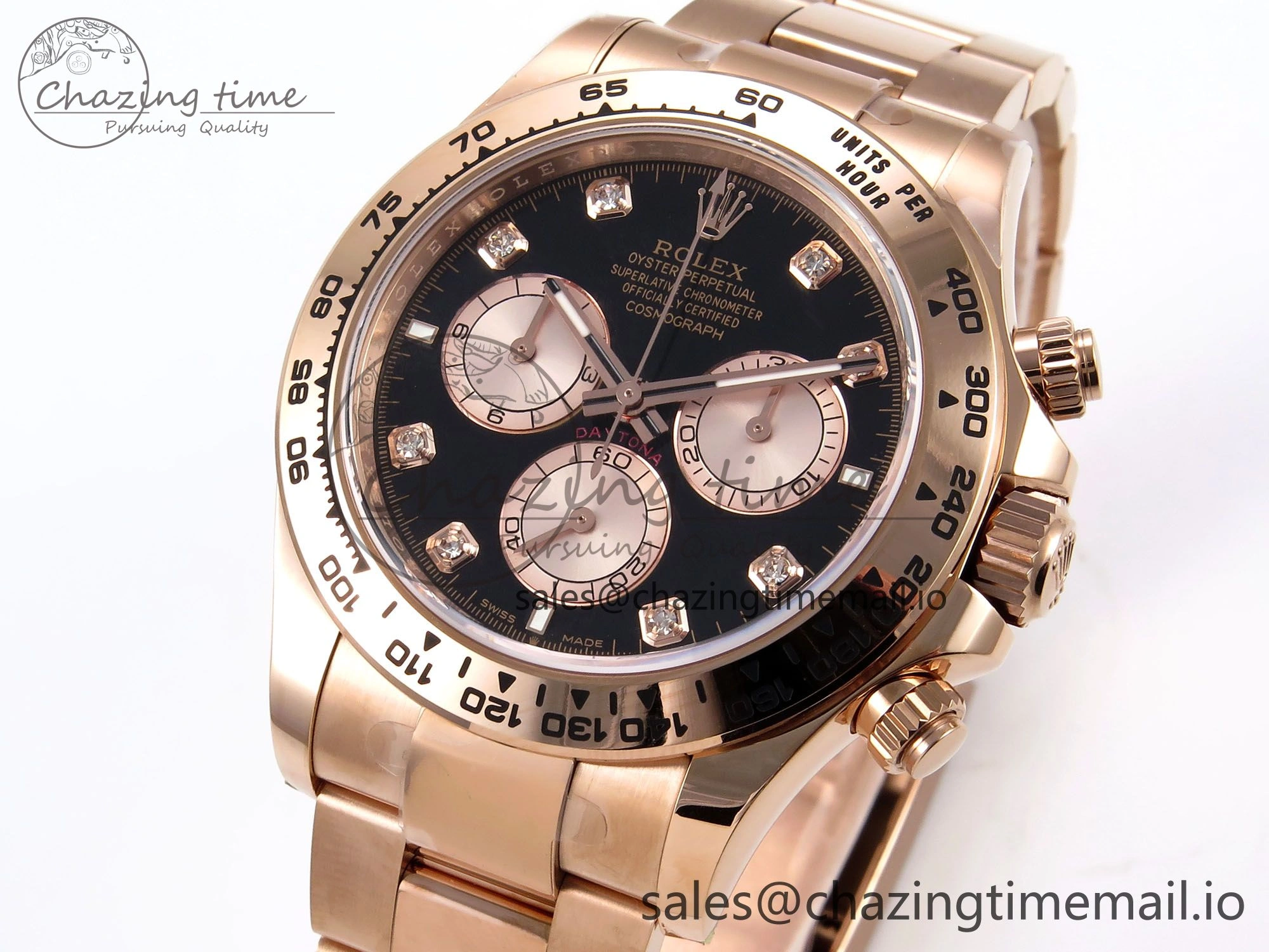 Comfortable Daytona 126505 APSF 1:1 Best Edition RG Black Diamonds Dial on RG Bracelet SH 1025