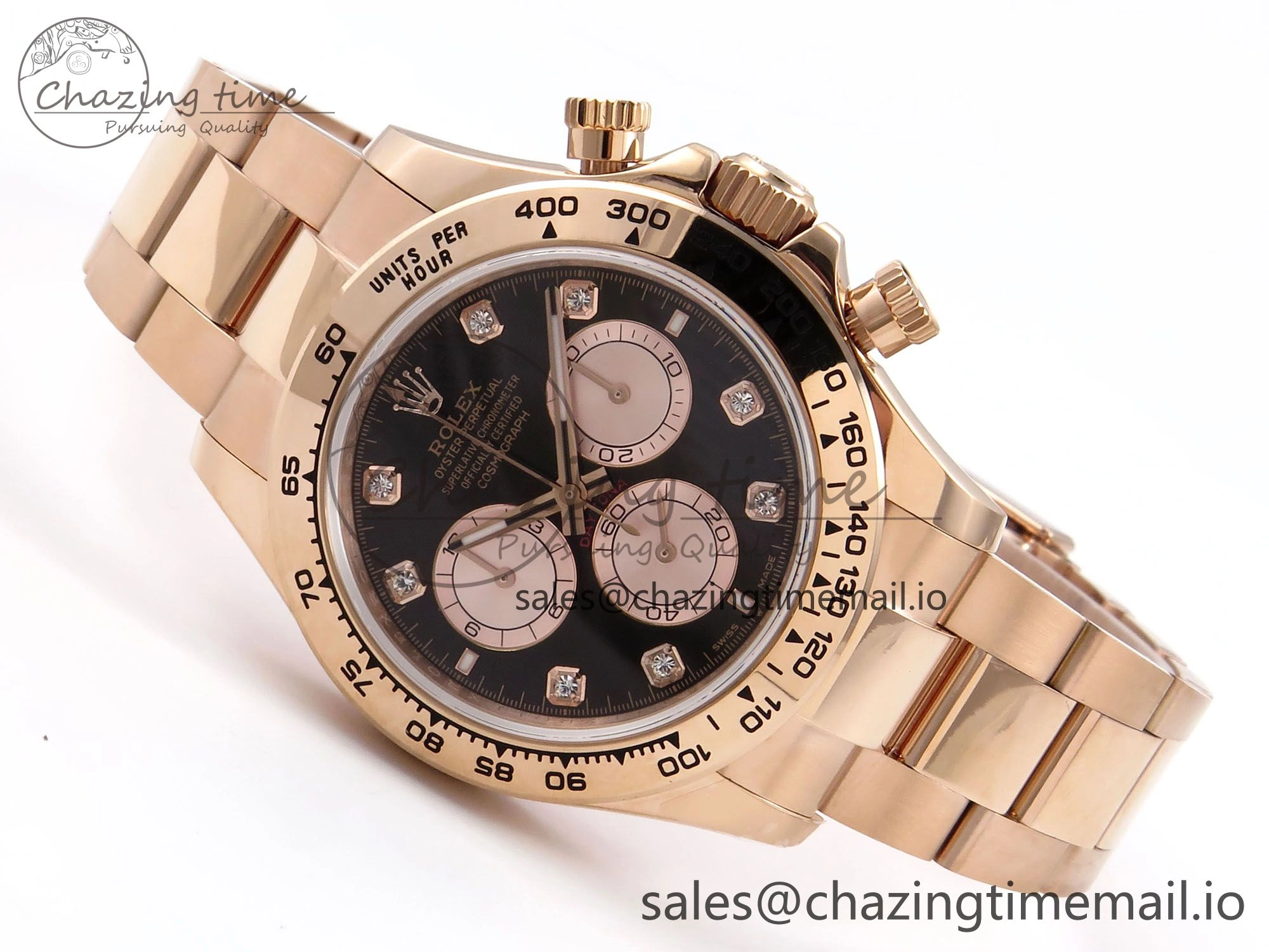 Daytona 126505 QF 1:1 Best Edition Black RG Diamonds Dial on RG Bracelet SH4131 V6 (Gain Weight） Casual 1081
