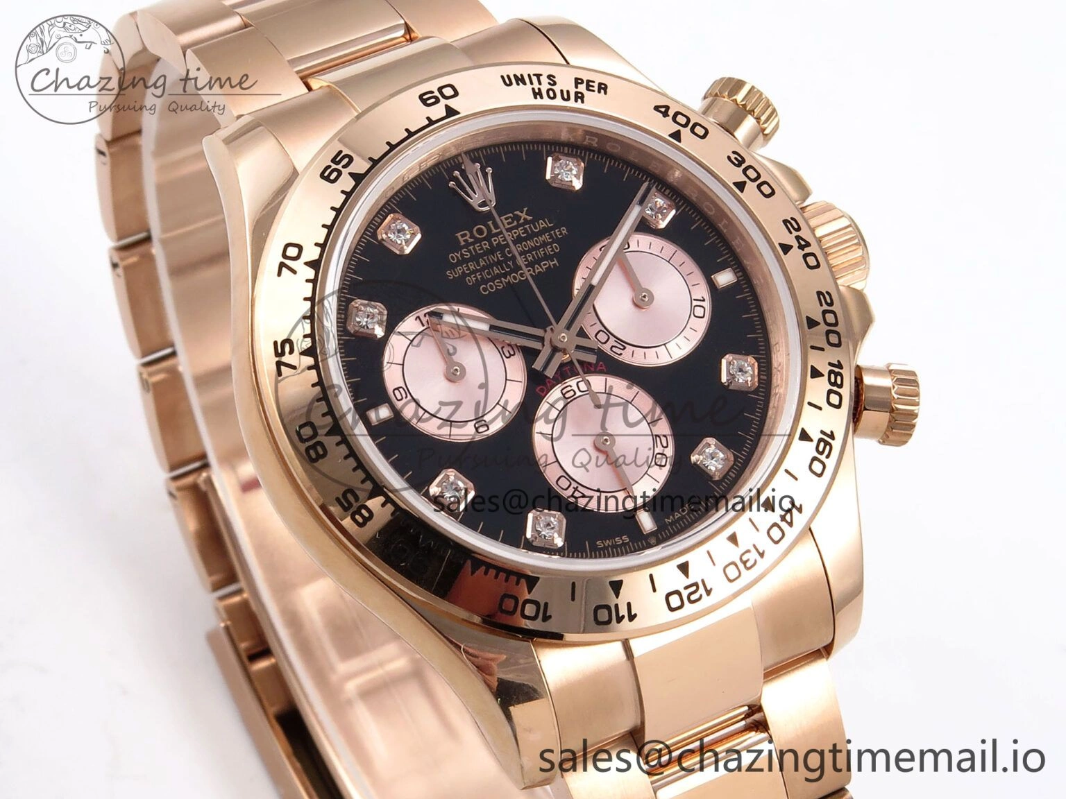 Daytona 126505 QF 1:1 Best Edition Black RG Diamonds Dial on RG Bracelet SH4131 V6 (Gain Weight） Casual 1081