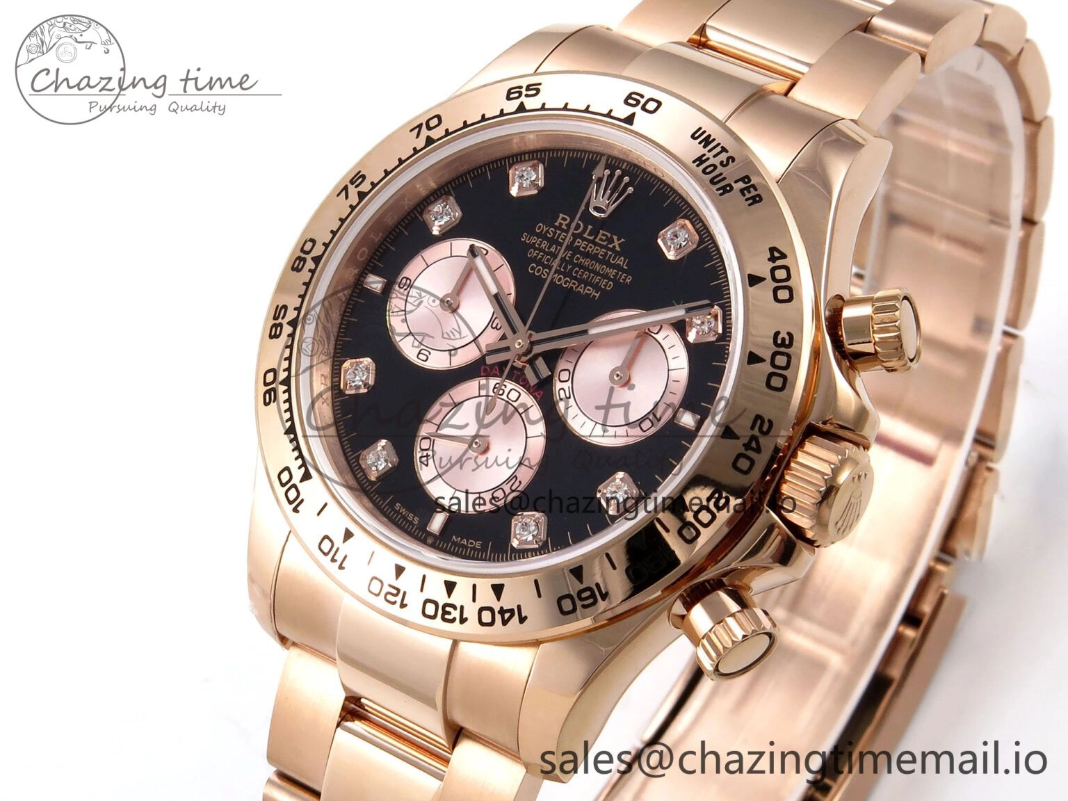 Daytona 126505 QF 1:1 Best Edition Black RG Diamonds Dial on RG Bracelet SH4131 V6 (Gain Weight） Casual 1081
