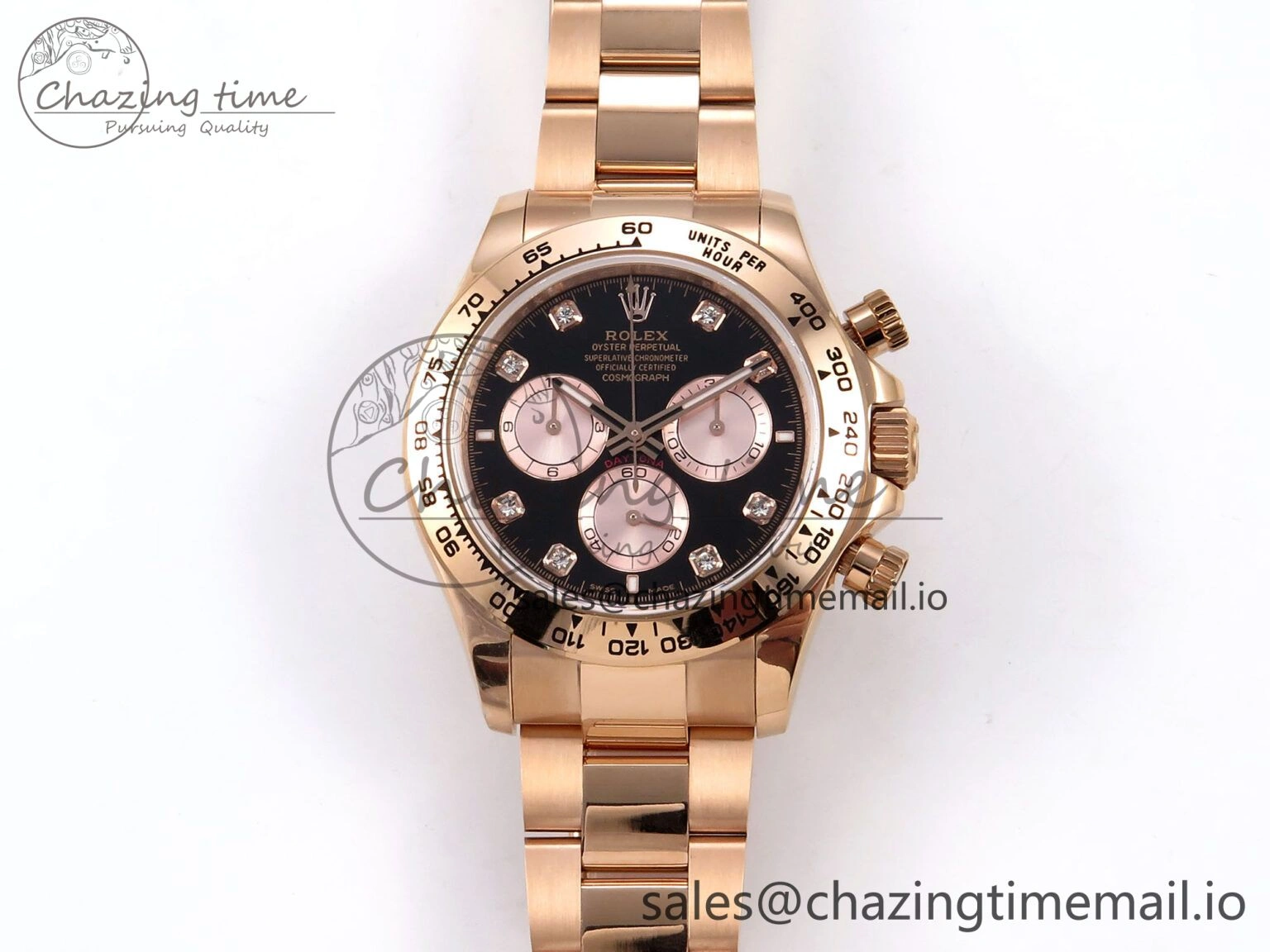Daytona 126505 QF 1:1 Best Edition Black RG Diamonds Dial on RG Bracelet SH4131 V6 (Gain Weight） Casual 1081