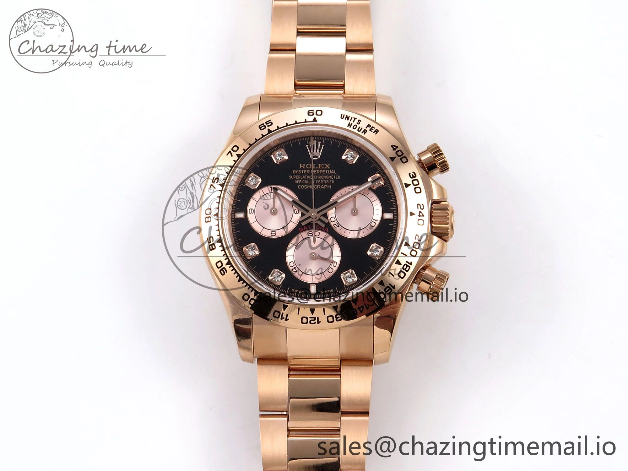Daytona 126505 QF 1:1 Best Edition Black RG Diamonds Dial on RG Bracelet SH4131 V6 (Gain Weight） Casual 1081