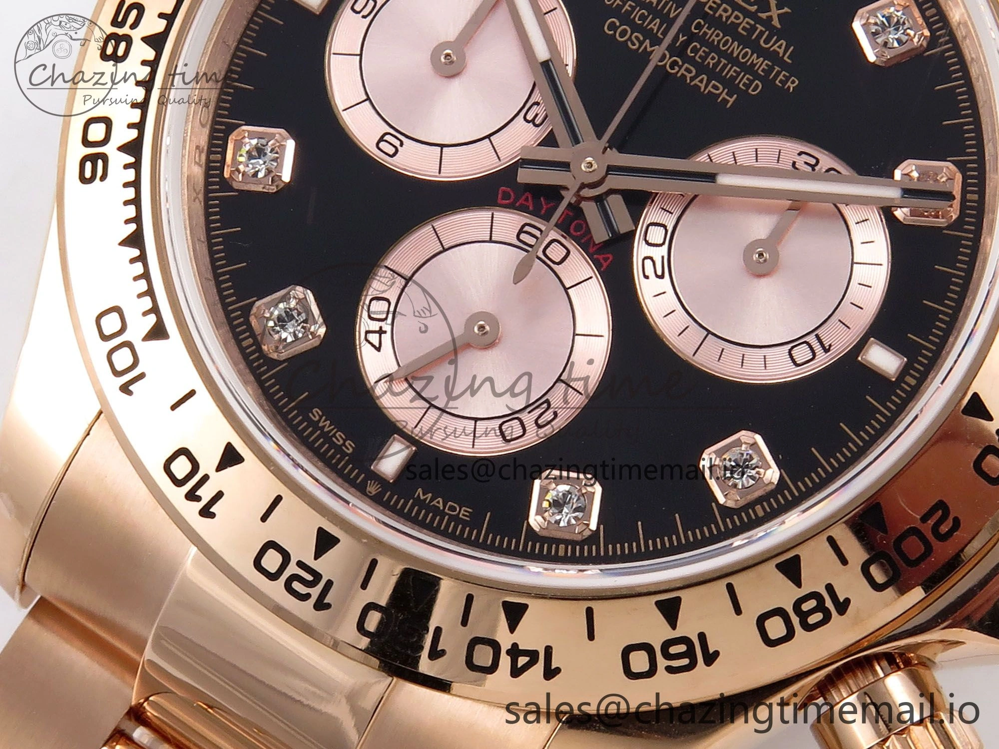 Daytona 126505 QF 1:1 Best Edition Black RG Diamonds Dial on RG Bracelet SH4131 V6 (Gain Weight） Casual 1081