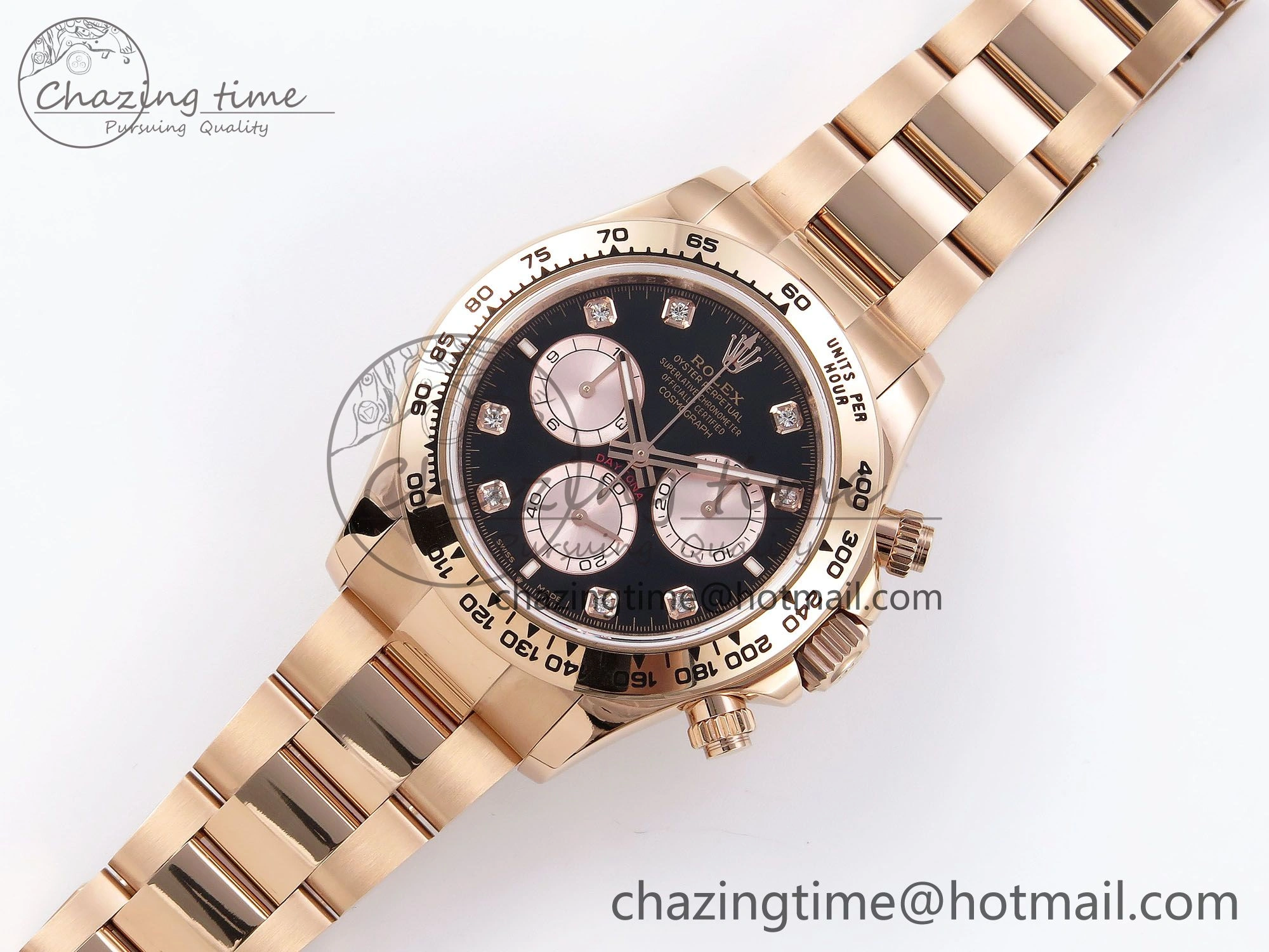 FreshLook Daytona 126505 QF 1:1 Best Edition Black RG Diamonds Dial on RG Braclet SH4131 V 1302