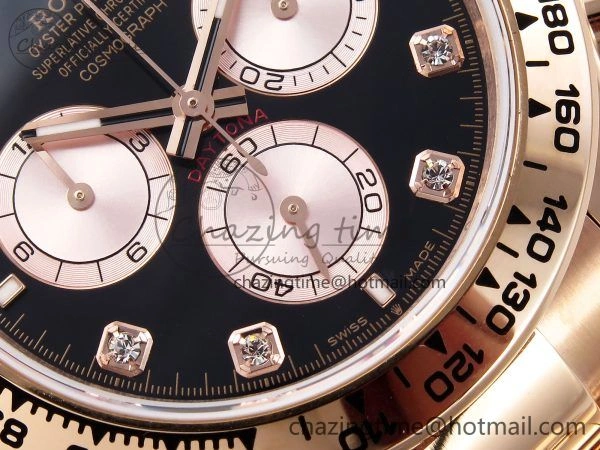 FreshLook Daytona 126505 QF 1:1 Best Edition Black RG Diamonds Dial on RG Braclet SH4131 V 1302