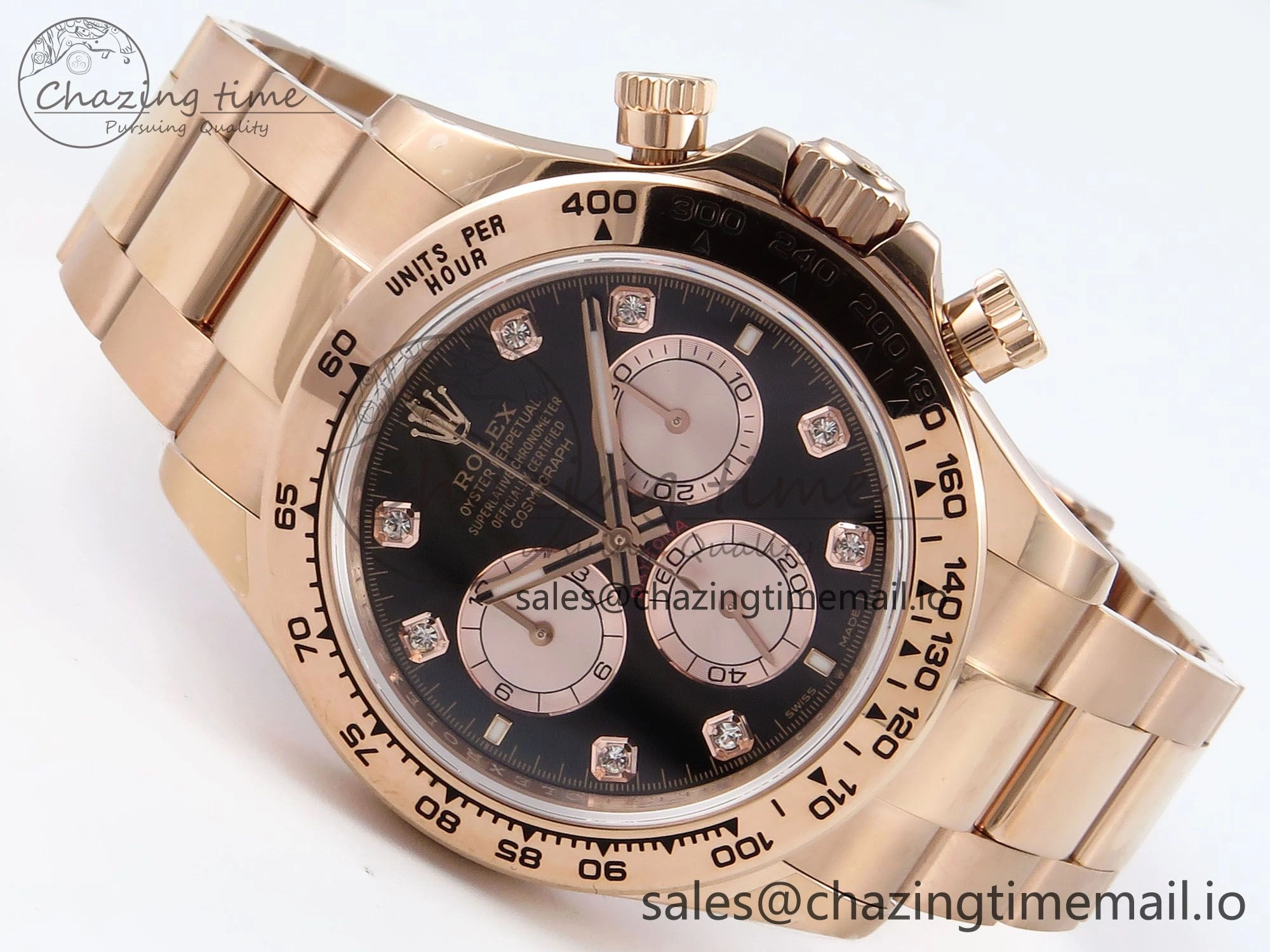 Daytona 126505 QF 1:1 Best Edition Black RG Diamonds Dial on RG Braclet SH4131 V ZeroBulk 715