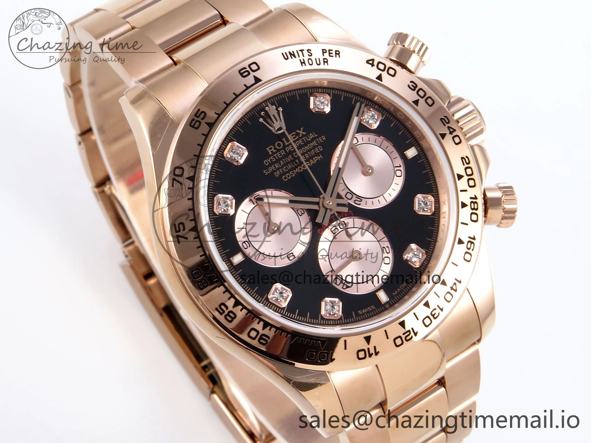 Daytona 126505 QF 1:1 Best Edition Black RG Diamonds Dial on RG Braclet SH4131 V ZeroBulk 715