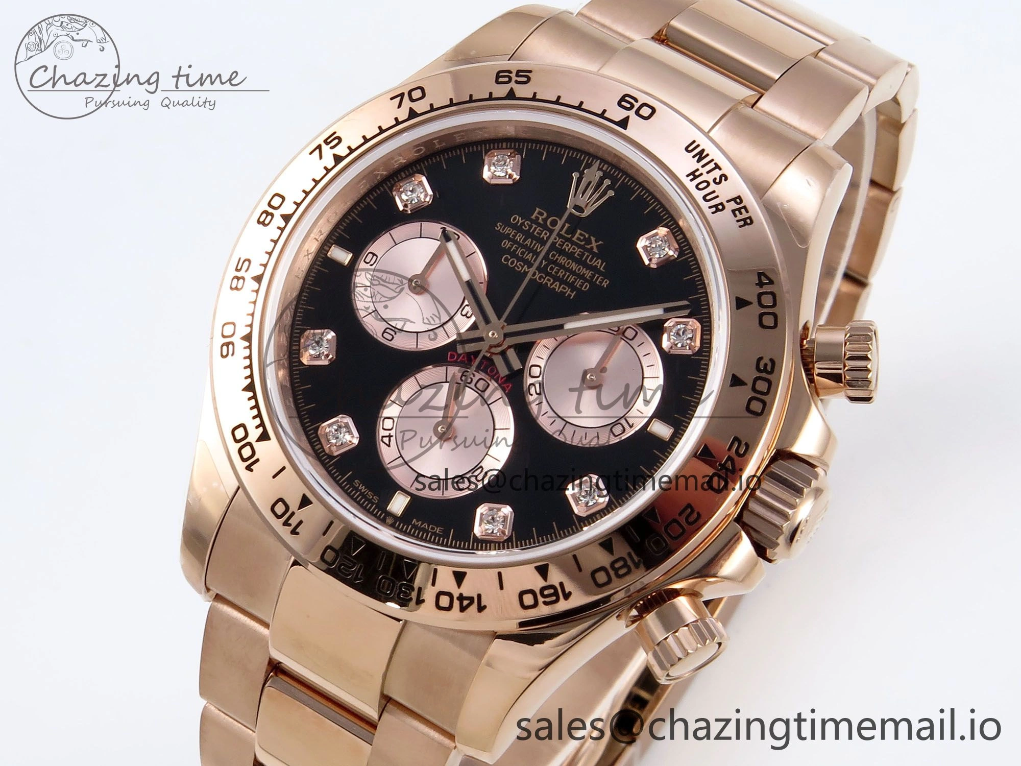 Daytona 126505 QF 1:1 Best Edition Black RG Diamonds Dial on RG Braclet SH4131 V ZeroBulk 715
