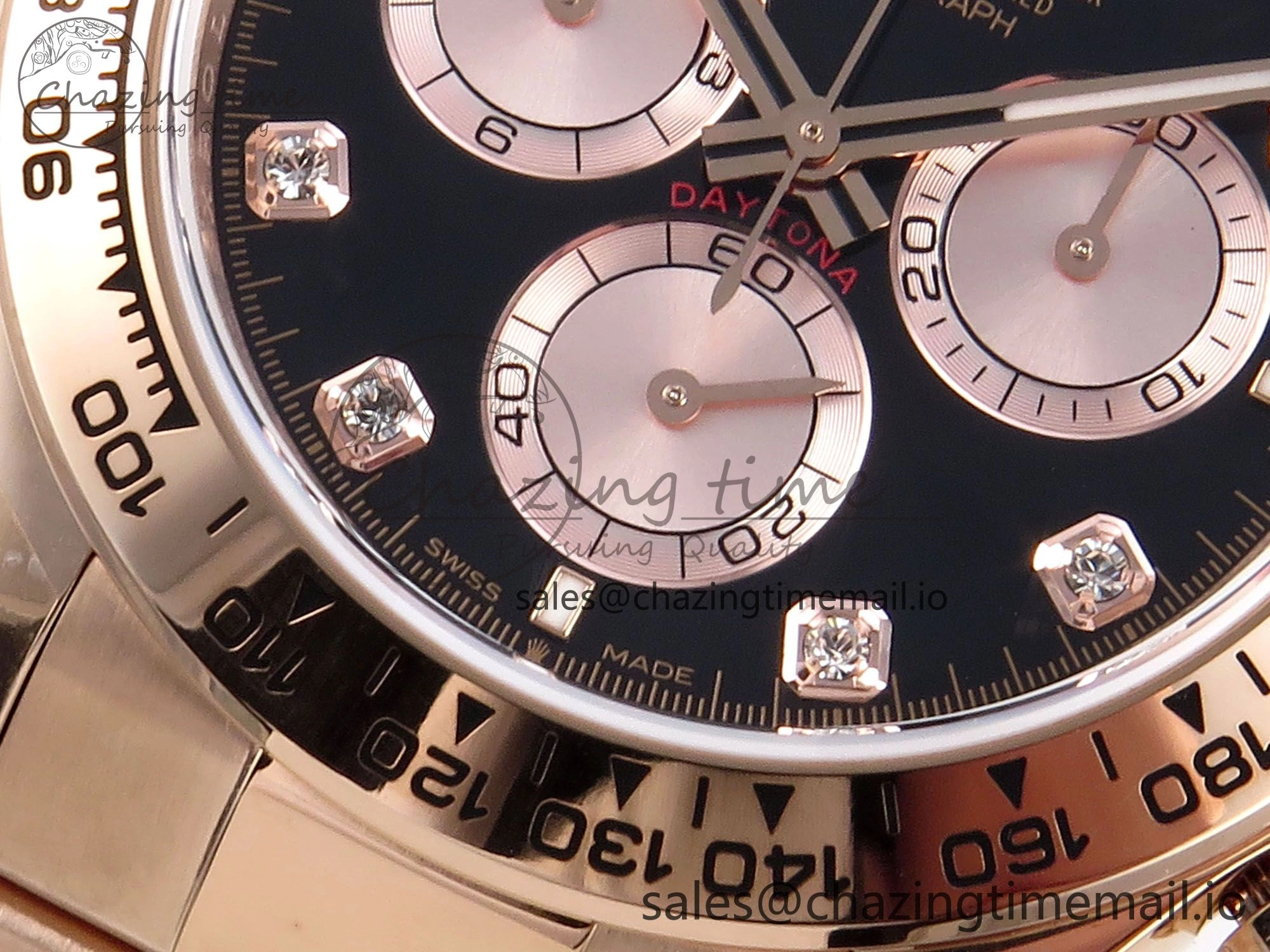 Daytona 126505 QF 1:1 Best Edition Black RG Diamonds Dial on RG Braclet SH4131 V ZeroBulk 715