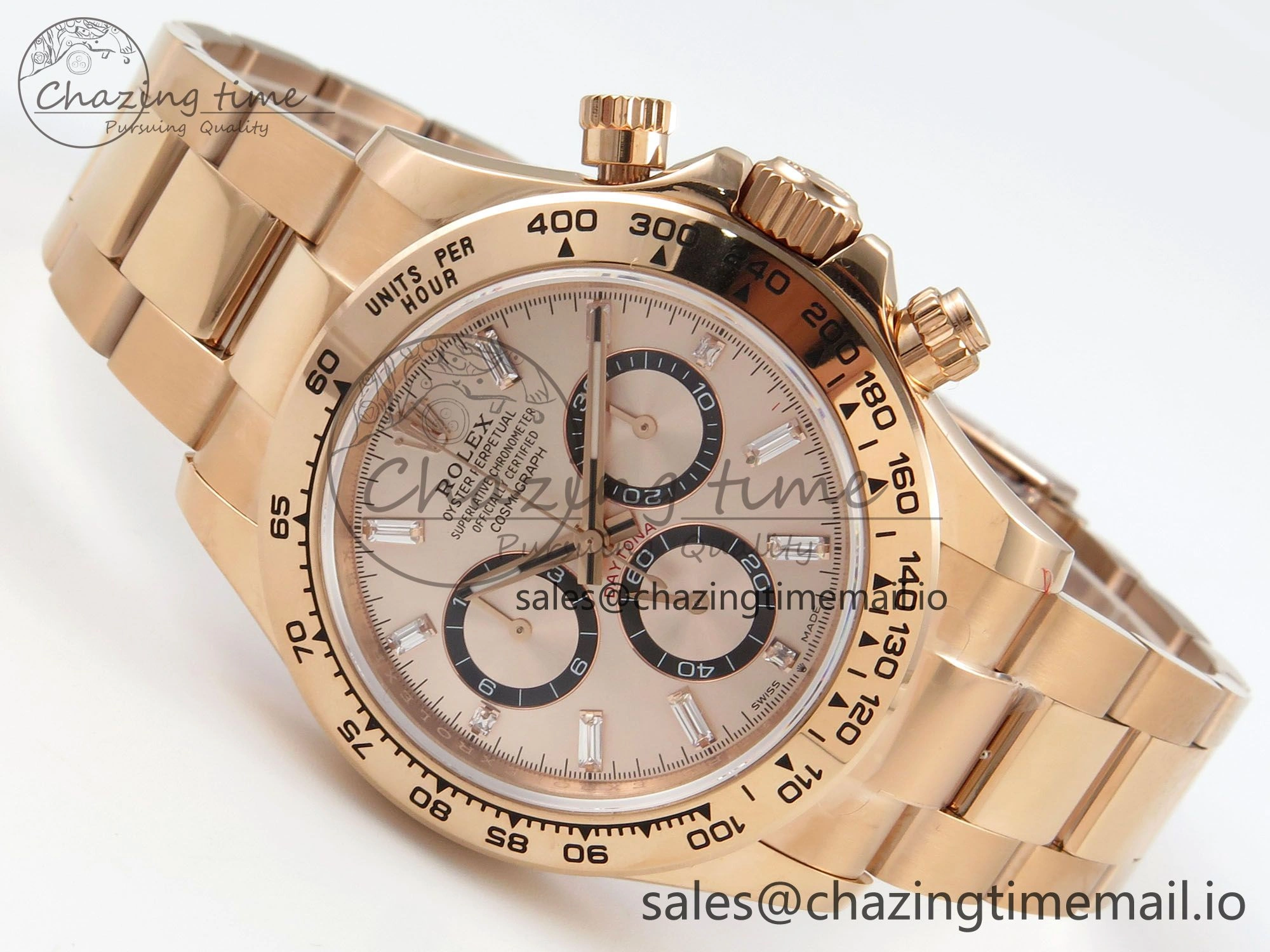 TravelReady Daytona 126505 RG QF 1:1 Best Edition RG Black Dial Crystal Markers On RG Bracelet SH4131 V6 (Gain Weight) 303