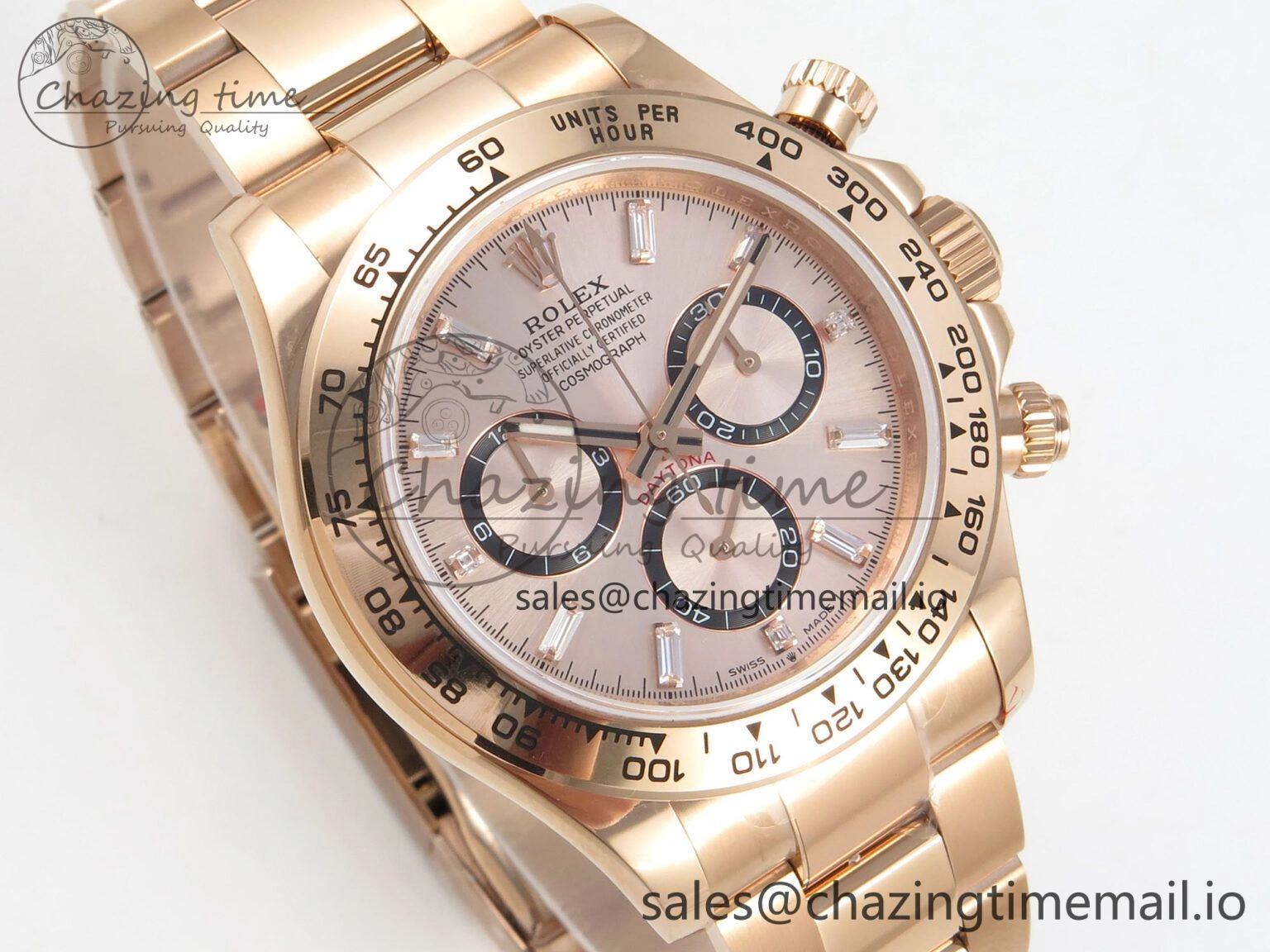 TravelReady Daytona 126505 RG QF 1:1 Best Edition RG Black Dial Crystal Markers On RG Bracelet SH4131 V6 (Gain Weight) 303