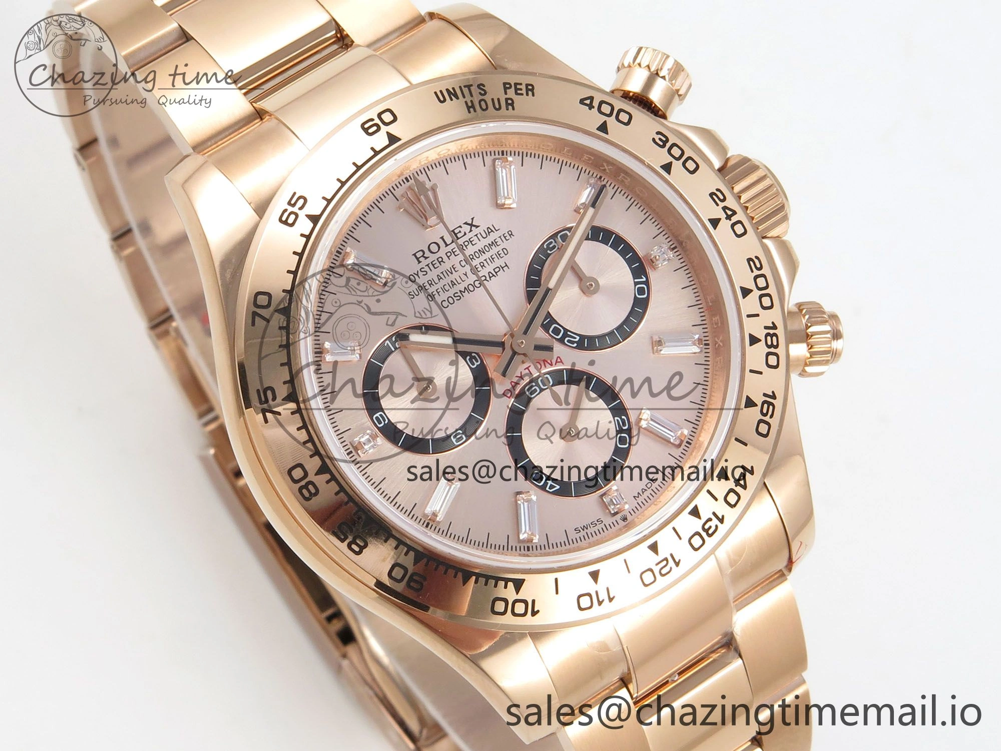 TravelReady Daytona 126505 RG QF 1:1 Best Edition RG Black Dial Crystal Markers On RG Bracelet SH4131 V6 (Gain Weight) 303