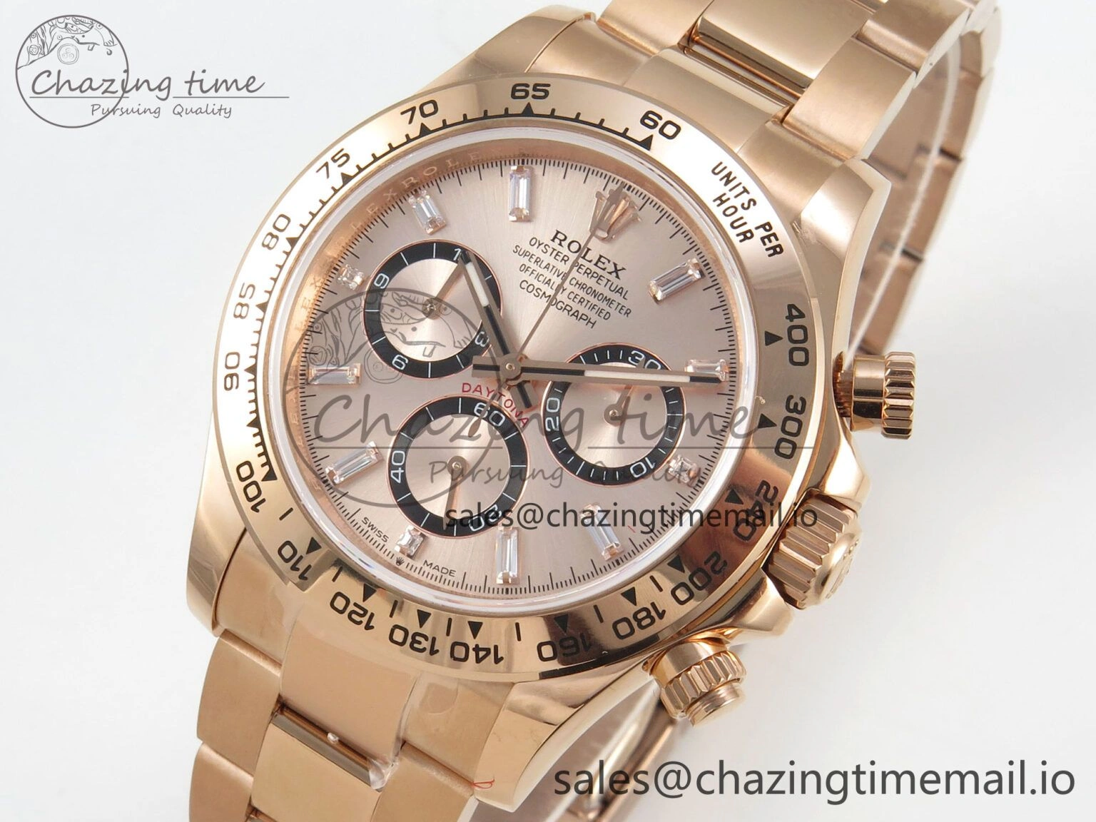 TravelReady Daytona 126505 RG QF 1:1 Best Edition RG Black Dial Crystal Markers On RG Bracelet SH4131 V6 (Gain Weight) 303