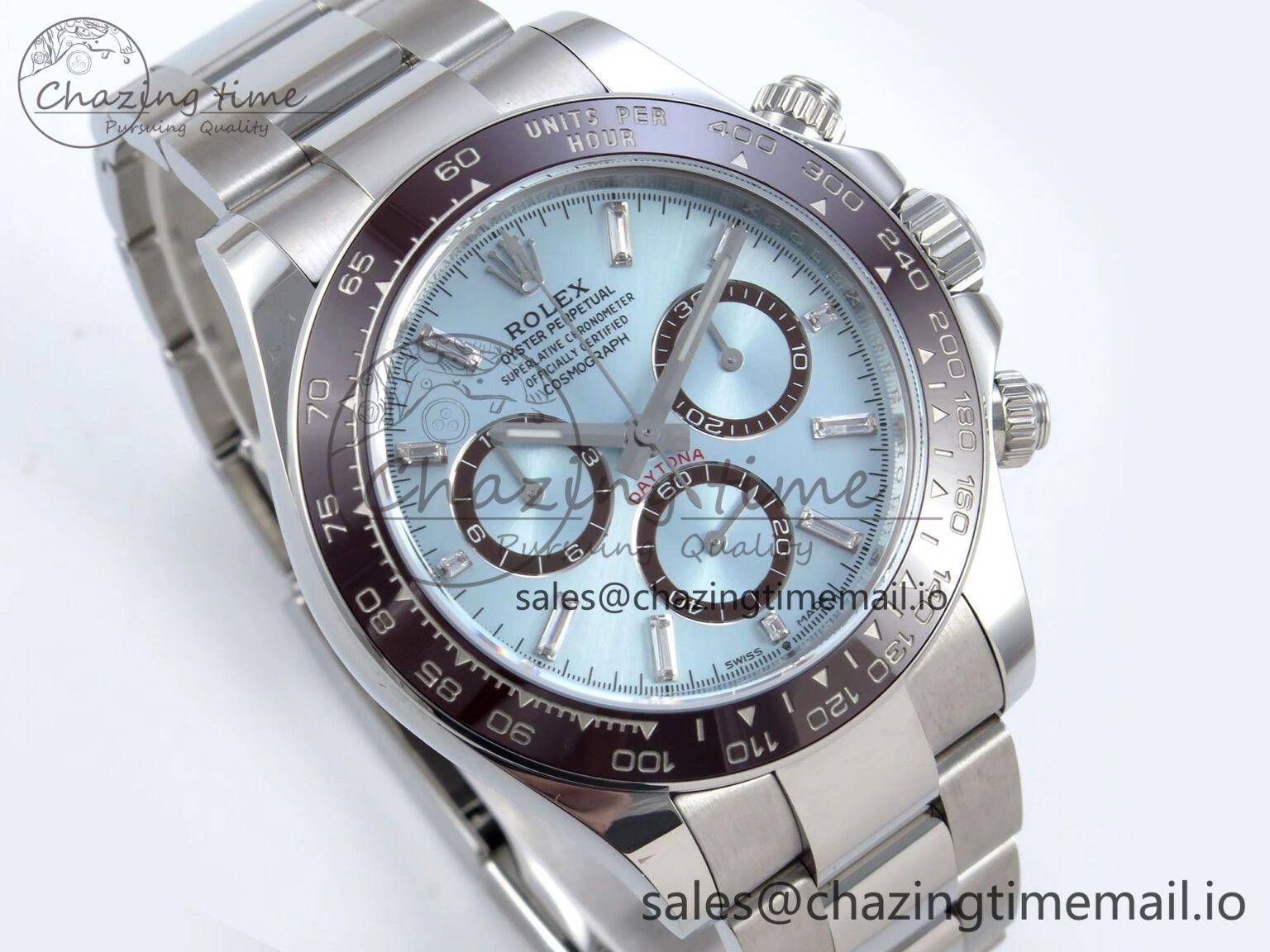 WeatherProof Daytona 126506 AR+F 1:1 Best Edition Ice Blue Diamonds Dial Lume Marker on SS Braclet SH 854