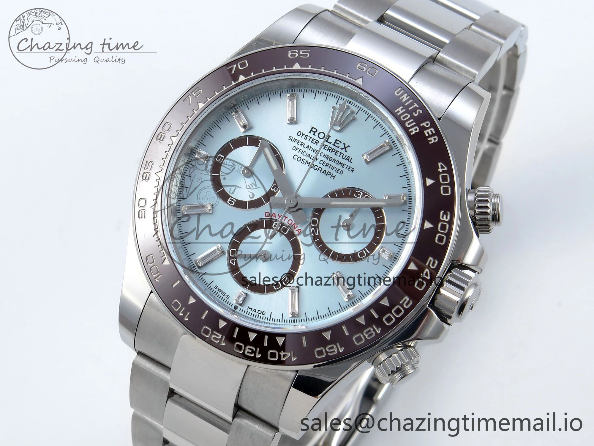 WeatherProof Daytona 126506 AR+F 1:1 Best Edition Ice Blue Diamonds Dial Lume Marker on SS Braclet SH 854