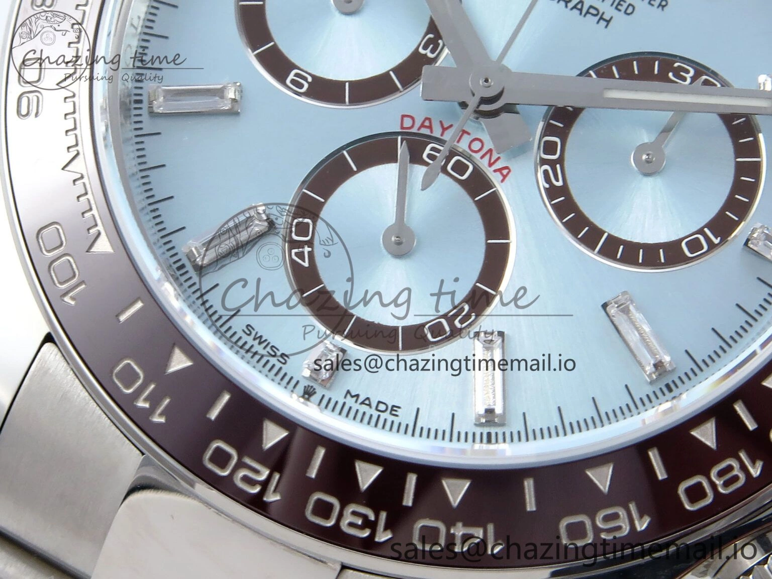 WeatherProof Daytona 126506 AR+F 1:1 Best Edition Ice Blue Diamonds Dial Lume Marker on SS Braclet SH 854