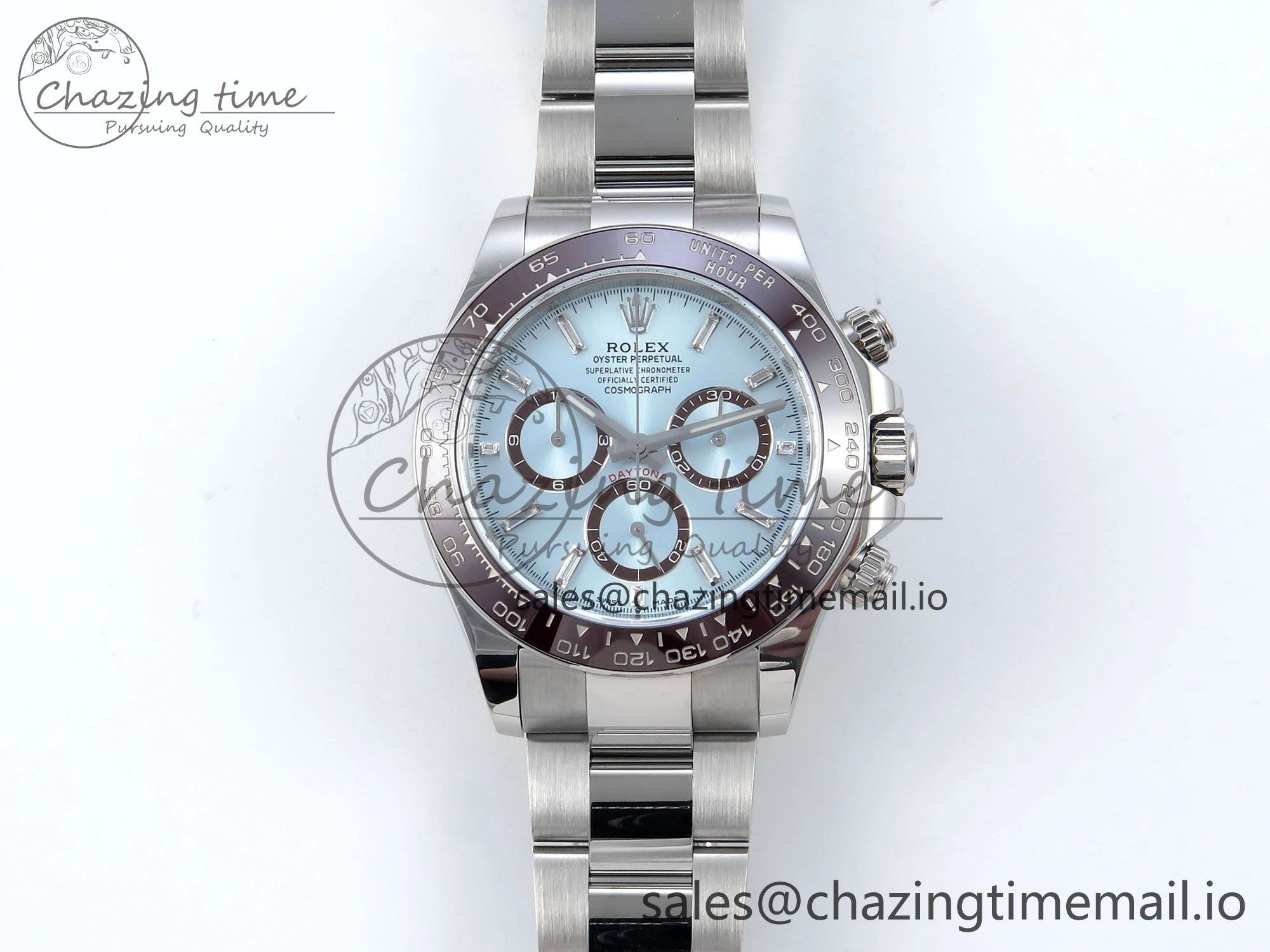 WeatherProof Daytona 126506 AR+F 1:1 Best Edition Ice Blue Diamonds Dial Lume Marker on SS Braclet SH 854