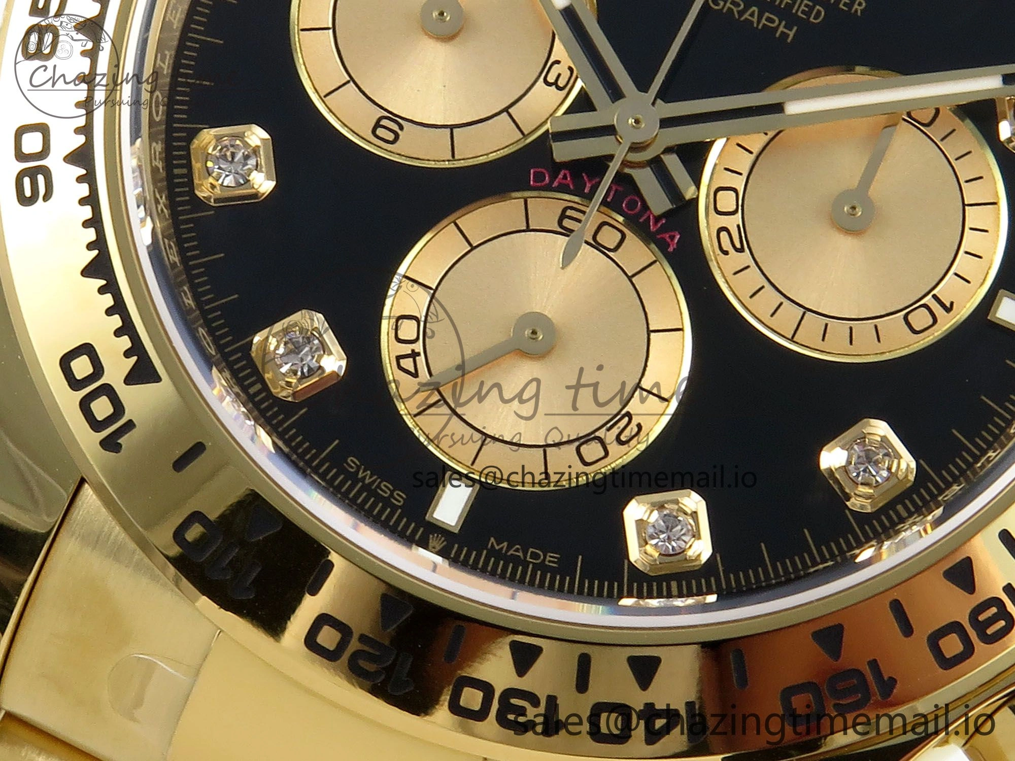 Affordable Daytona 126508 APSF 1:1 Best Edition Black YG Diamonds Dial on YG Braclet SH 741
