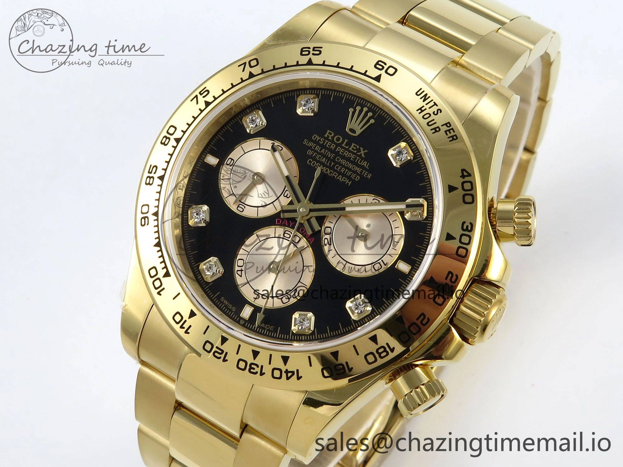 Effortless Daytona 126508 QF 1:1 Best Edition Black YG Diamonds Dial on YG Braclet SH4131 V 710