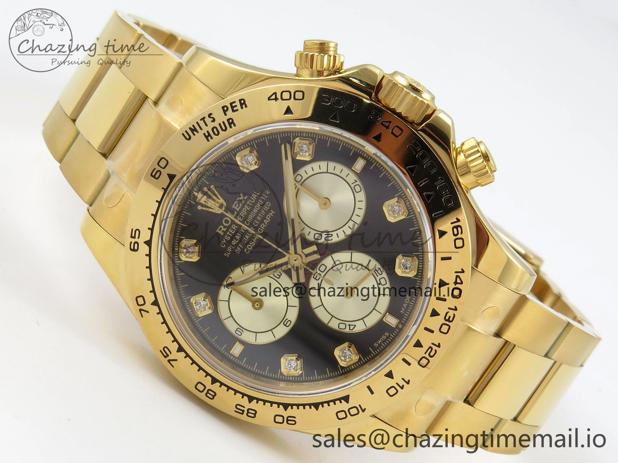 Soft Daytona 126508 YG Clean 1:1 Best Edition Black YG Diamonds Dial on YG Bracelet Super Clone DD 245