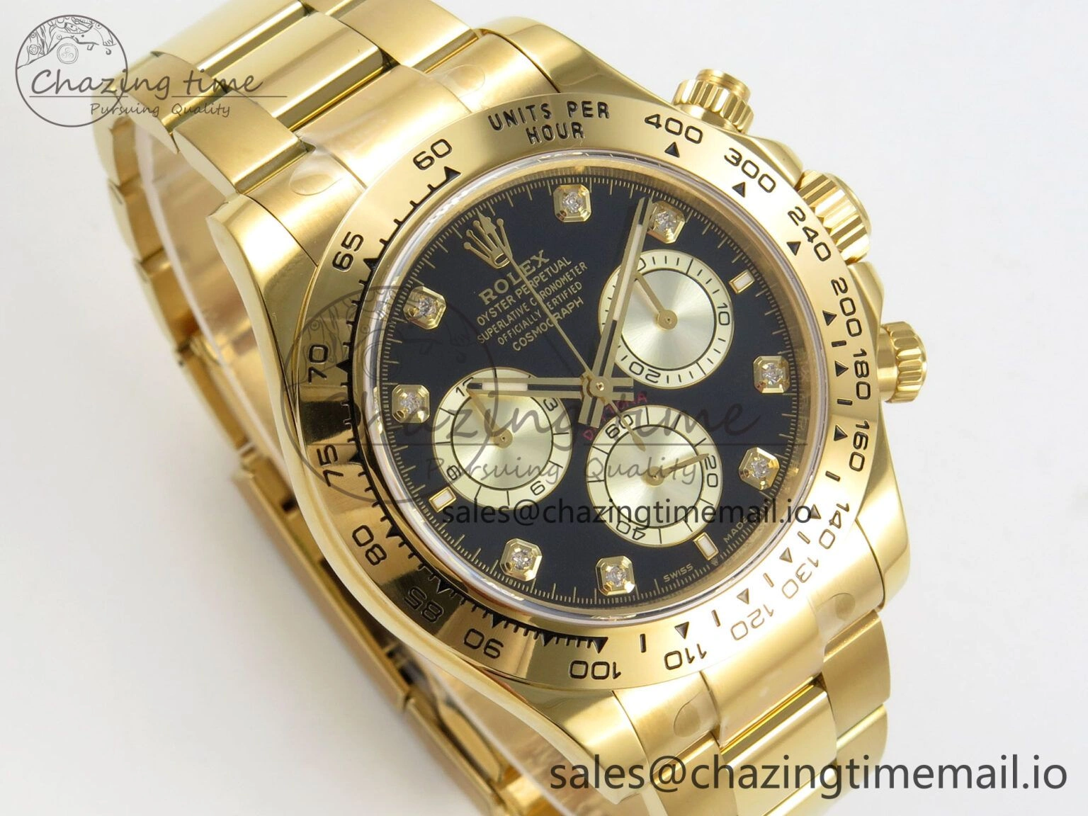 Soft Daytona 126508 YG Clean 1:1 Best Edition Black YG Diamonds Dial on YG Bracelet Super Clone DD 245