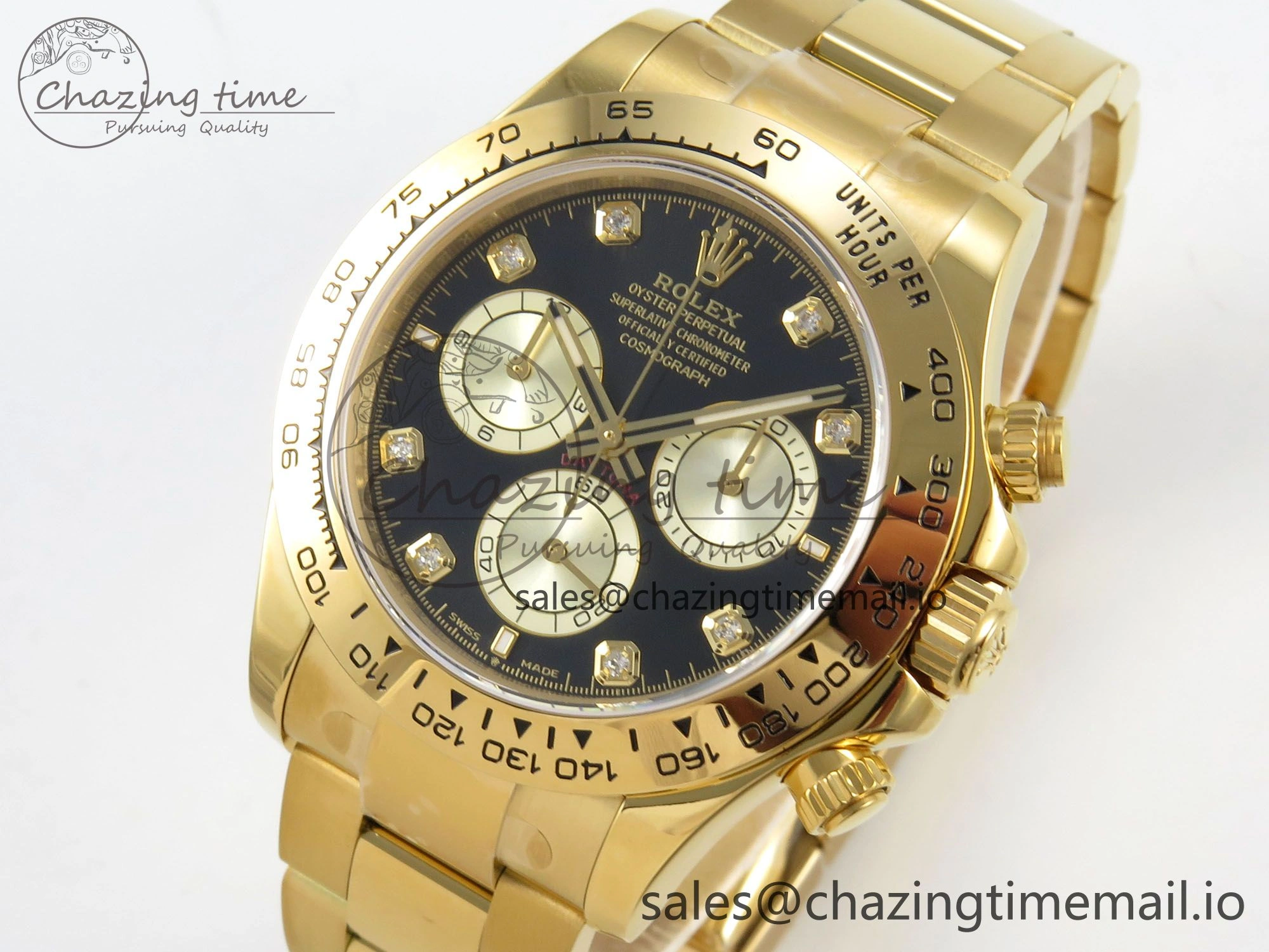 Soft Daytona 126508 YG Clean 1:1 Best Edition Black YG Diamonds Dial on YG Bracelet Super Clone DD 245