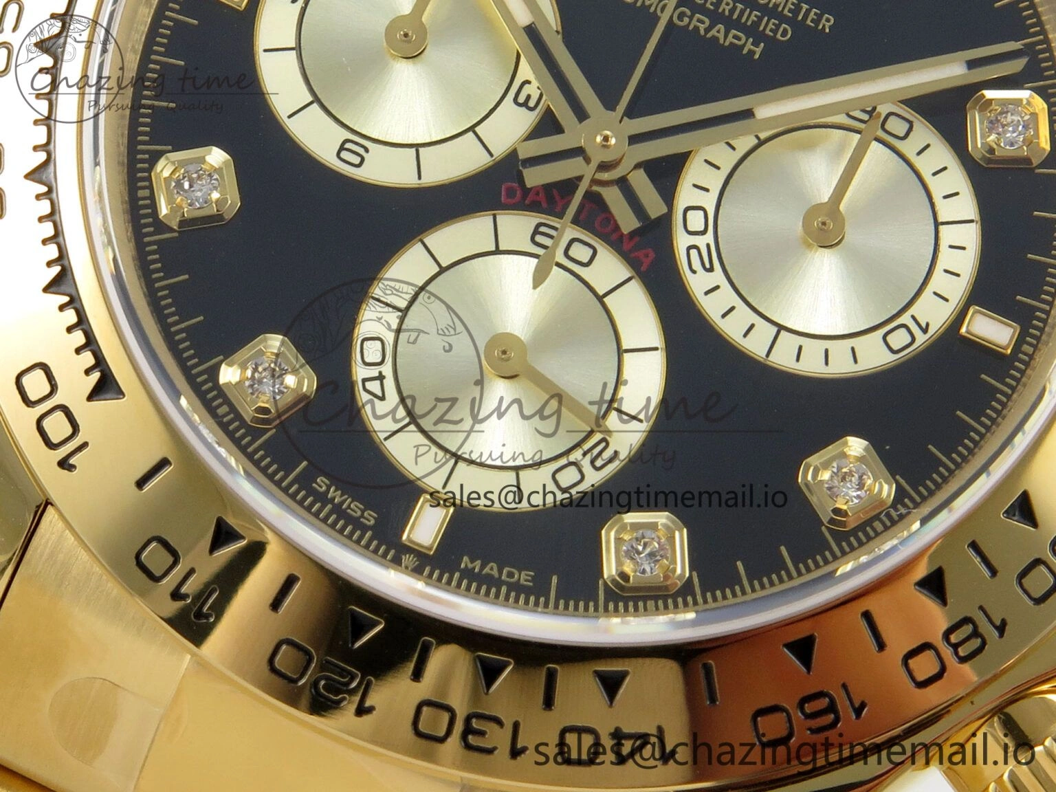 Soft Daytona 126508 YG Clean 1:1 Best Edition Black YG Diamonds Dial on YG Bracelet Super Clone DD 245