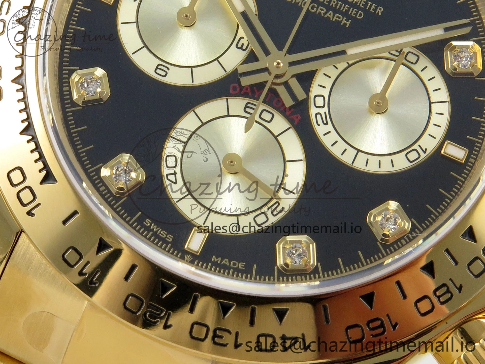 Soft Daytona 126508 YG Clean 1:1 Best Edition Black YG Diamonds Dial on YG Bracelet Super Clone DD 245