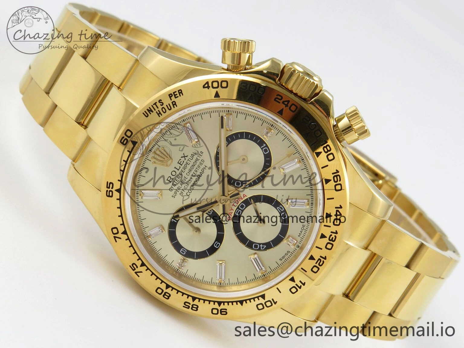 Daytona 126508 YG QF 1:1 Best Edition YG Black Dial Crystal Markers On YG Bracelet SH4131 V6 (Gain Weight) Elegant 309