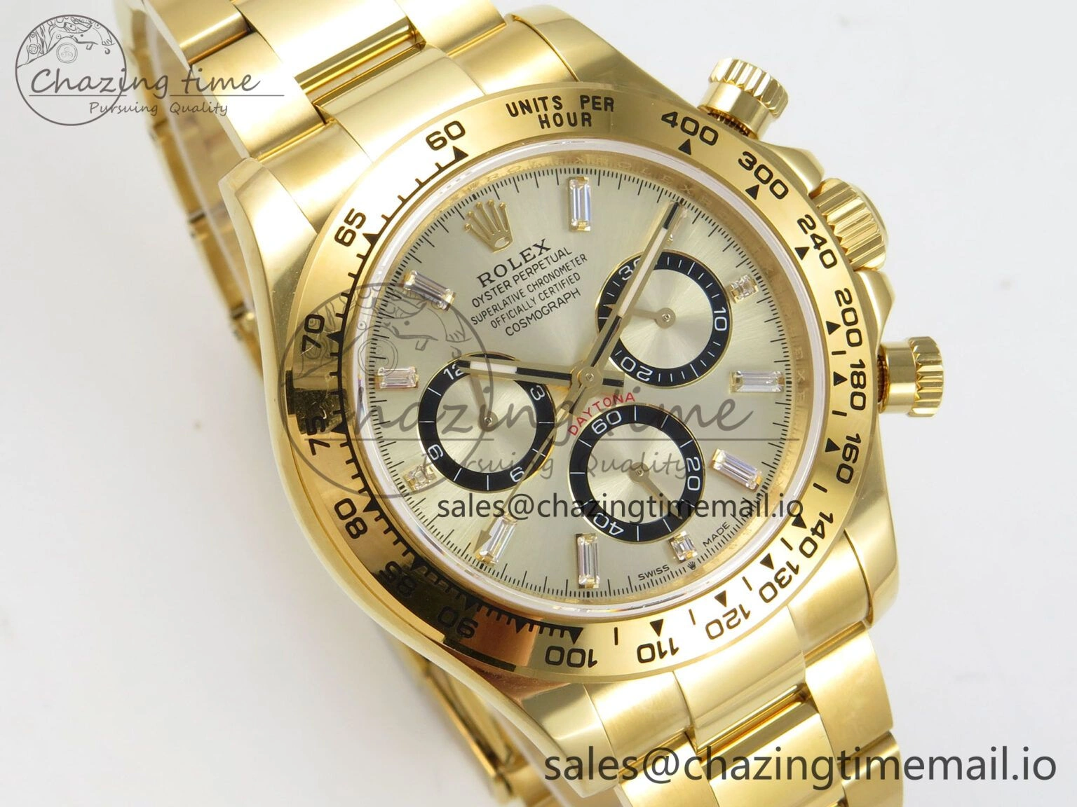 Daytona 126508 YG QF 1:1 Best Edition YG Black Dial Crystal Markers On YG Bracelet SH4131 V6 (Gain Weight) Elegant 309