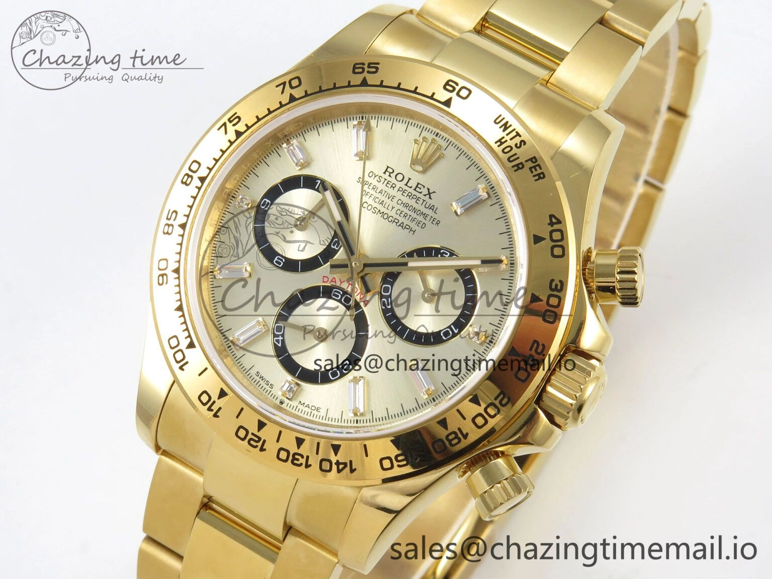Daytona 126508 YG QF 1:1 Best Edition YG Black Dial Crystal Markers On YG Bracelet SH4131 V6 (Gain Weight) Elegant 309