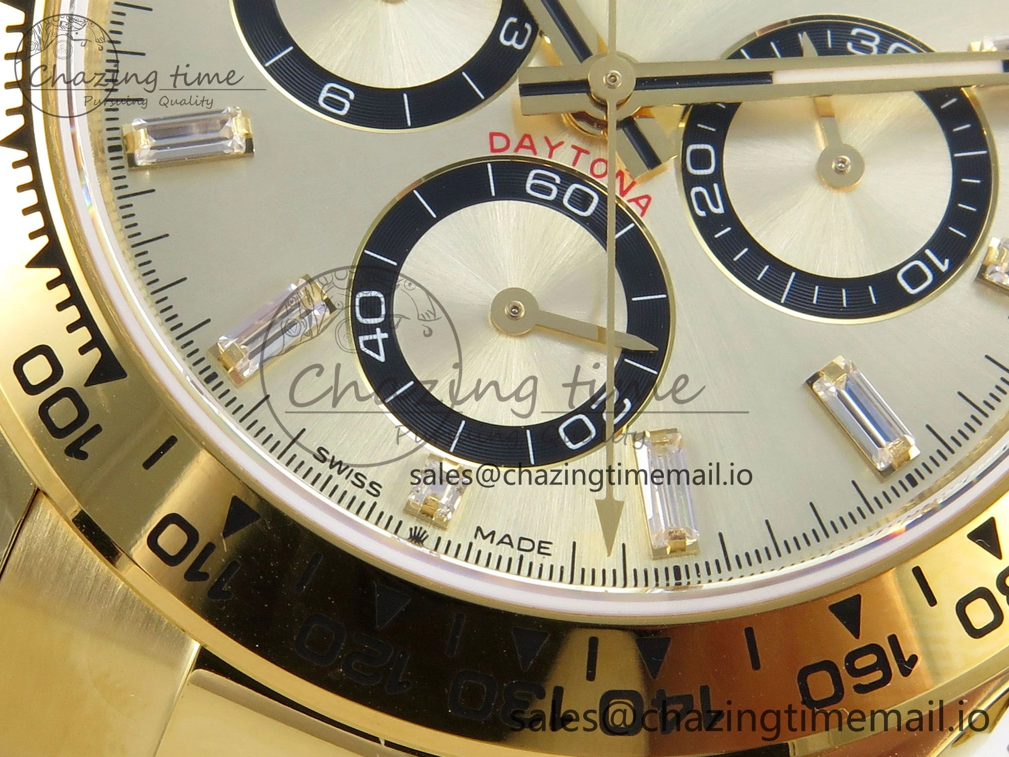 Daytona 126508 YG QF 1:1 Best Edition YG Black Dial Crystal Markers On YG Bracelet SH4131 V6 (Gain Weight) Elegant 309