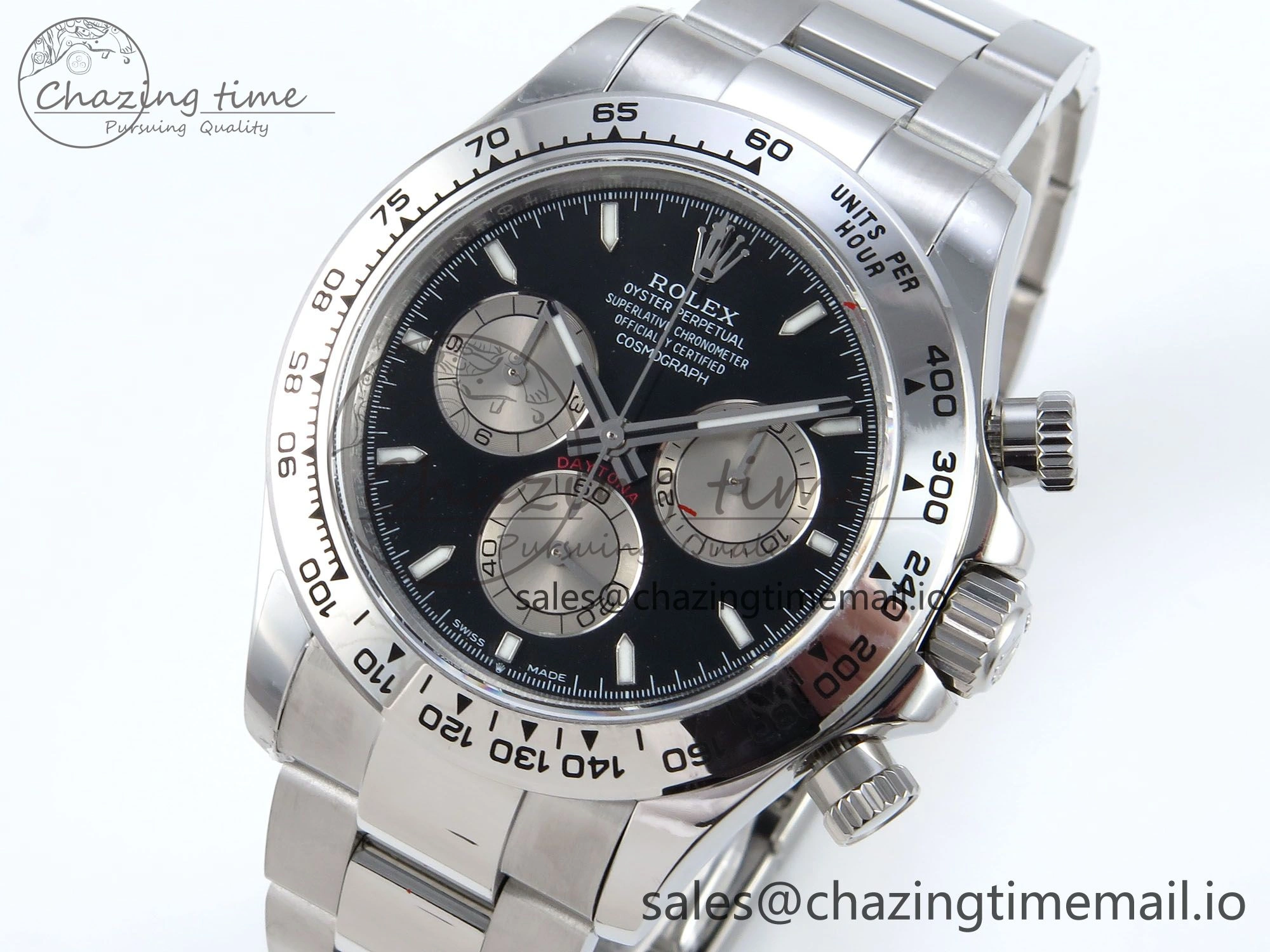 Breathable Daytona 126509 QF 1:1 Best Edition Black Silver Dial on SS Braclet SH4131 V 713