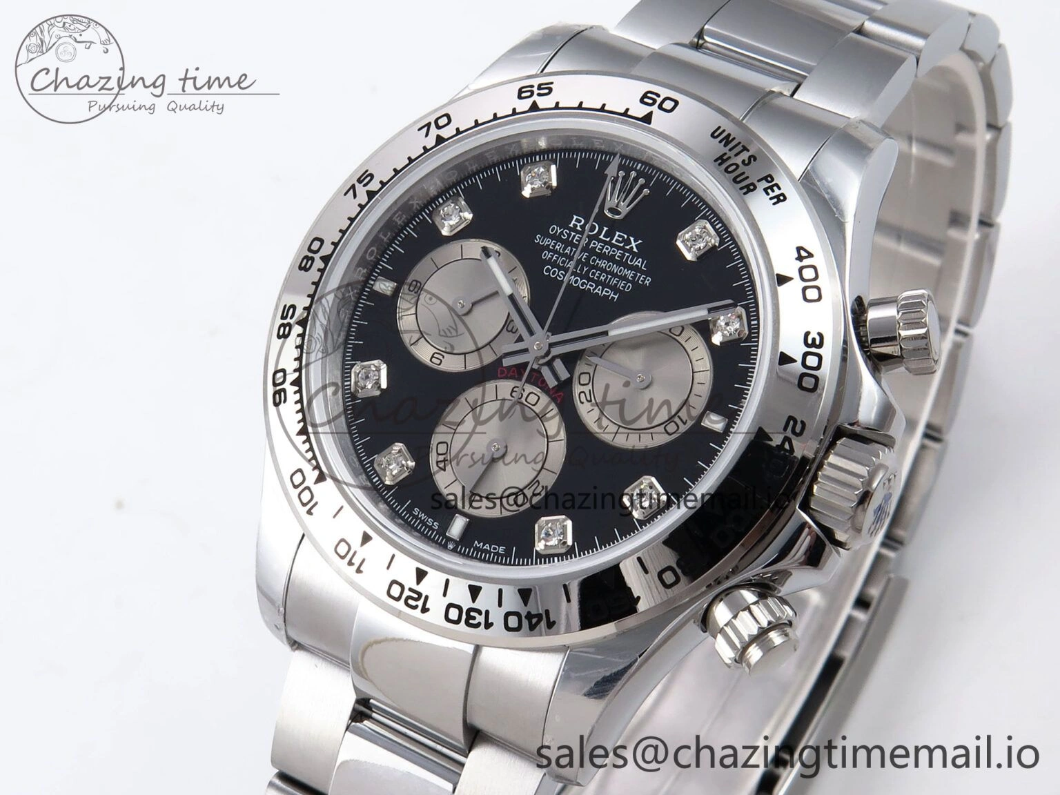 Reliable Daytona 126509 QF 1:1 Best Edition Black Silver Diamonds Dial on SS Bracelet SH4131 V6 (Gain Weight） 1088