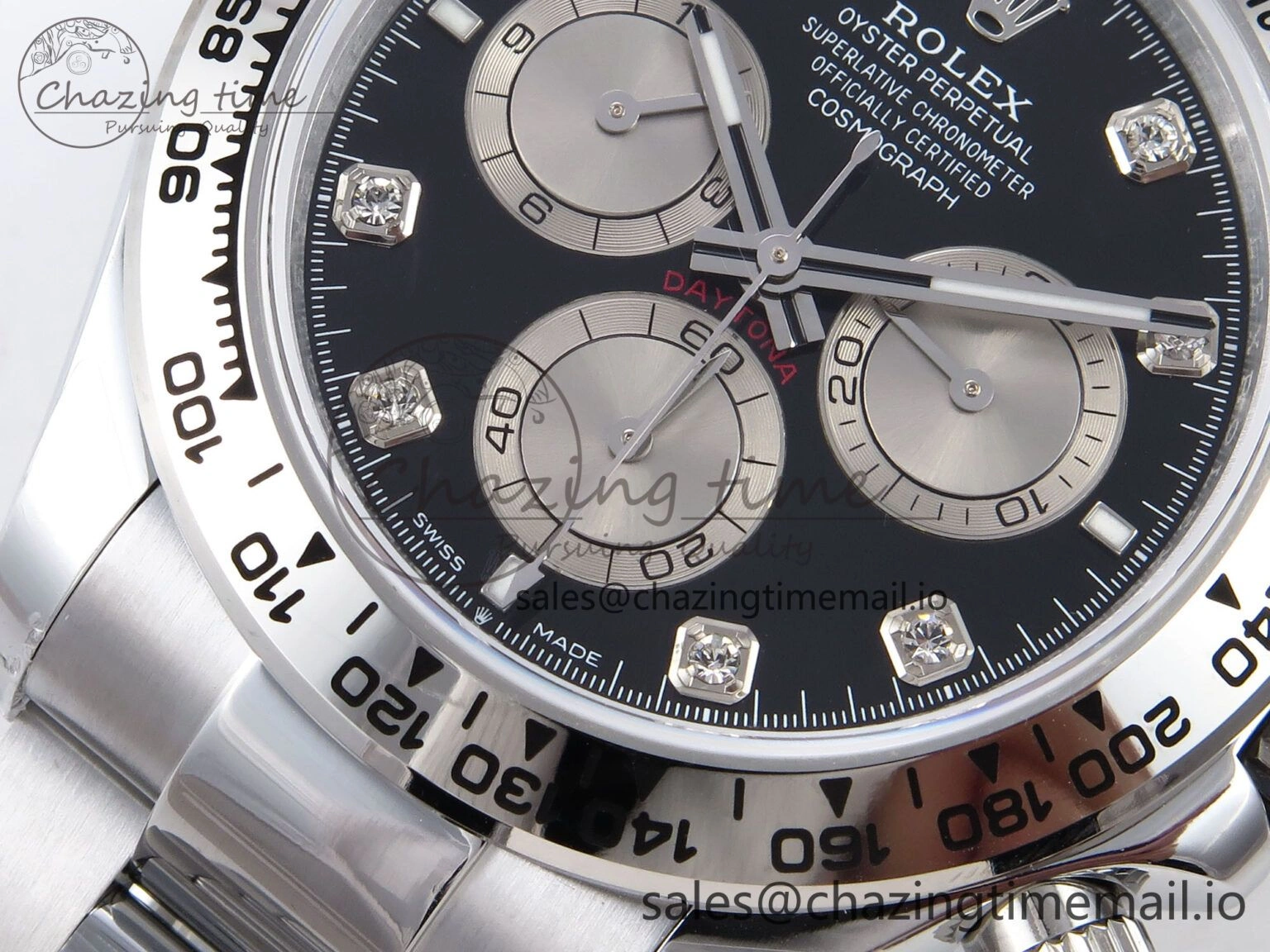 Reliable Daytona 126509 QF 1:1 Best Edition Black Silver Diamonds Dial on SS Bracelet SH4131 V6 (Gain Weight） 1088