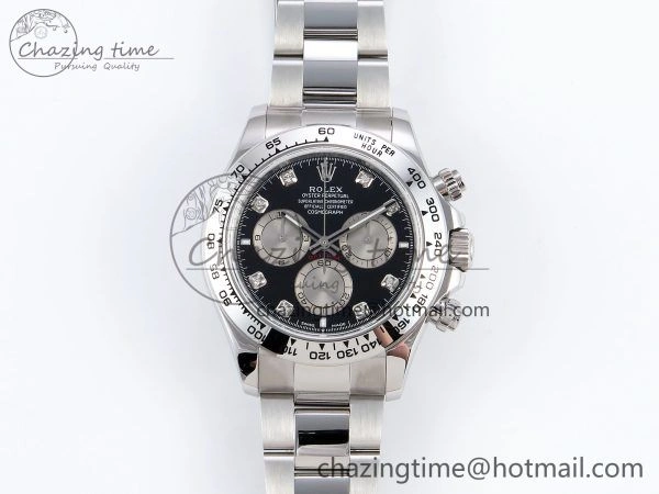 Daytona 126509 QF 1:1 Best Edition Black Silver Diamonds Dial on SS Braclet SH4131 V Stylish 1287
