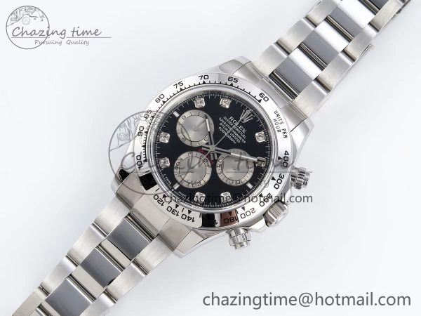 Daytona 126509 QF 1:1 Best Edition Black Silver Diamonds Dial on SS Braclet SH4131 V Stylish 1287