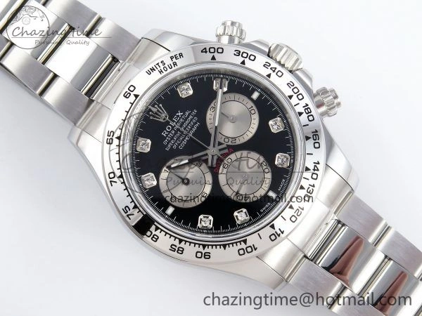 Daytona 126509 QF 1:1 Best Edition Black Silver Diamonds Dial on SS Braclet SH4131 V Stylish 1287