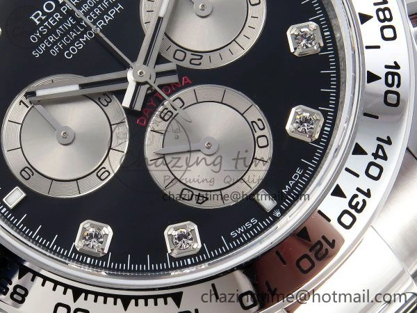 Daytona 126509 QF 1:1 Best Edition Black Silver Diamonds Dial on SS Braclet SH4131 V Stylish 1287