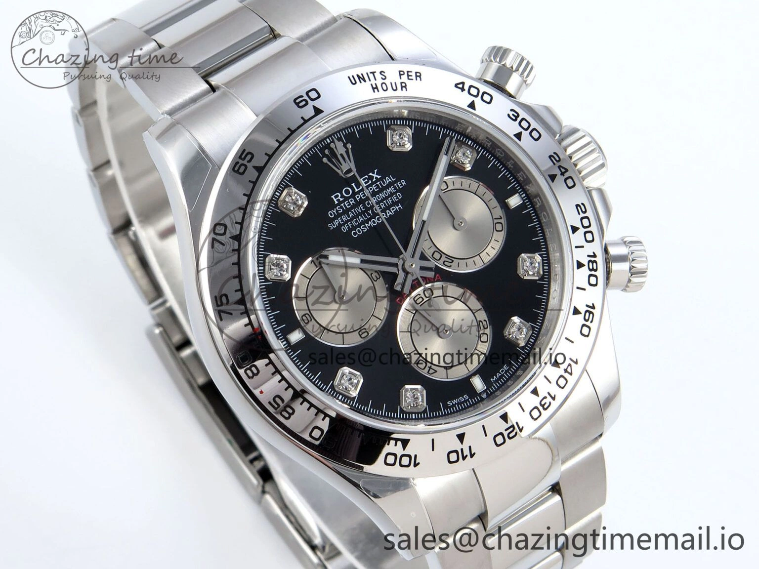 Daytona 126509 QF 1:1 Best Edition Black Silver Diamonds Dial on SS Braclet SH4131 V Sleek 714