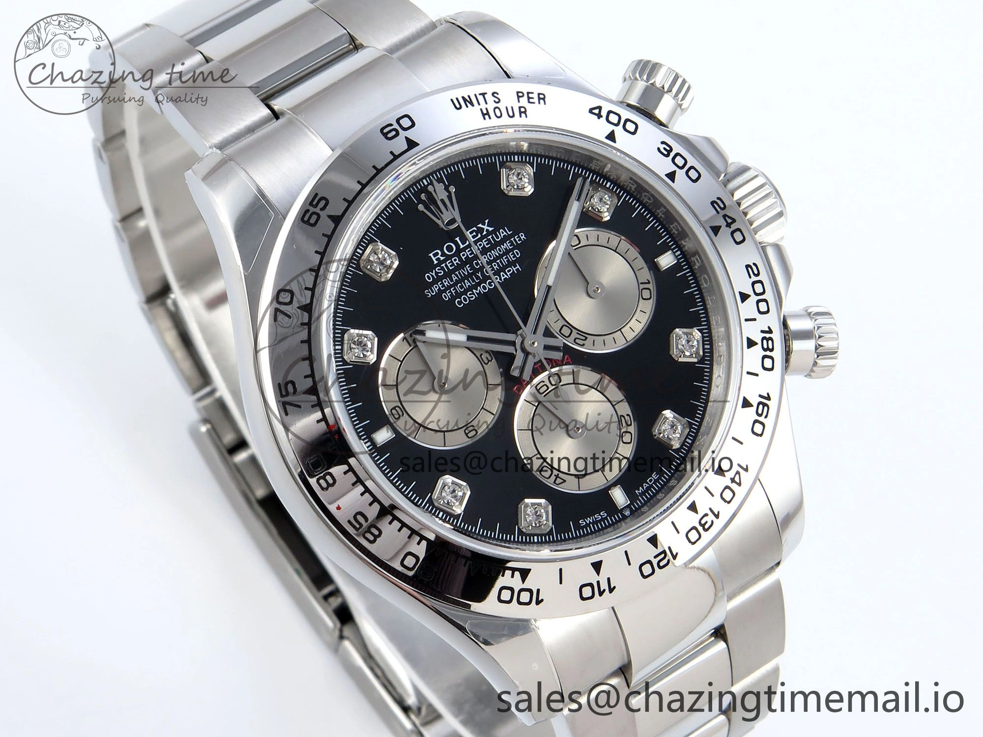 Daytona 126509 QF 1:1 Best Edition Black Silver Diamonds Dial on SS Braclet SH4131 V Sleek 714
