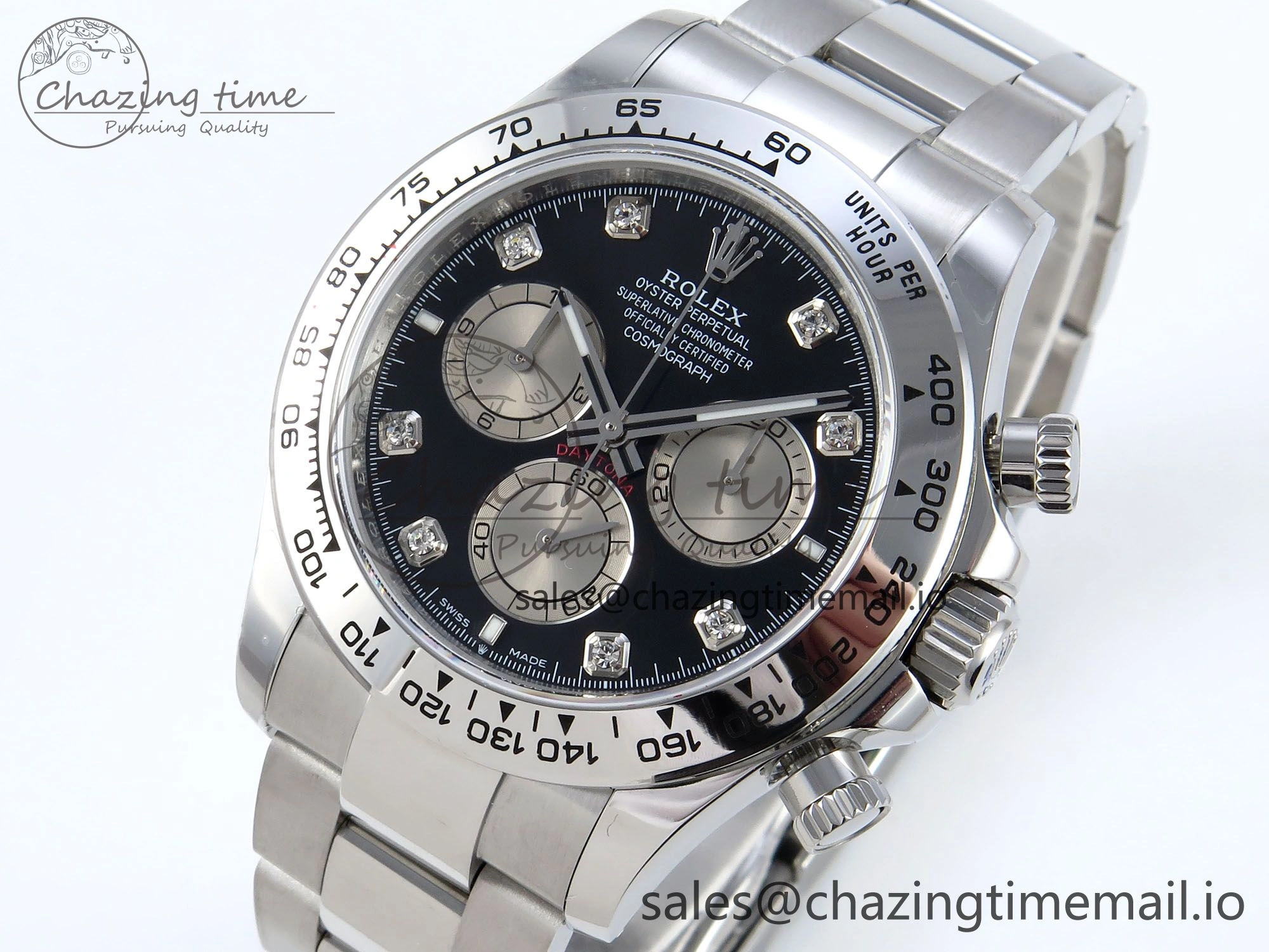 Daytona 126509 QF 1:1 Best Edition Black Silver Diamonds Dial on SS Braclet SH4131 V Sleek 714