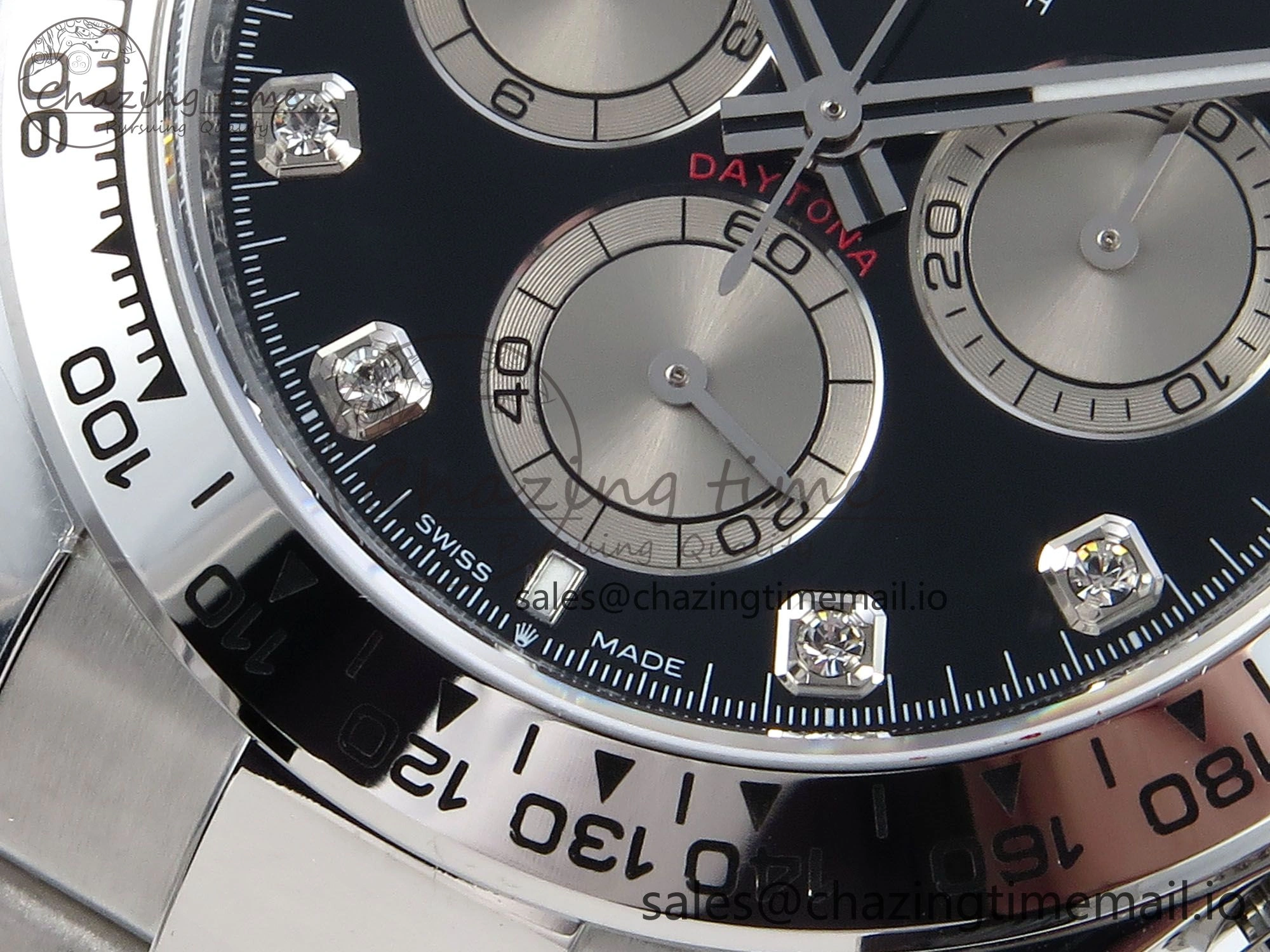Daytona 126509 QF 1:1 Best Edition Black Silver Diamonds Dial on SS Braclet SH4131 V Sleek 714