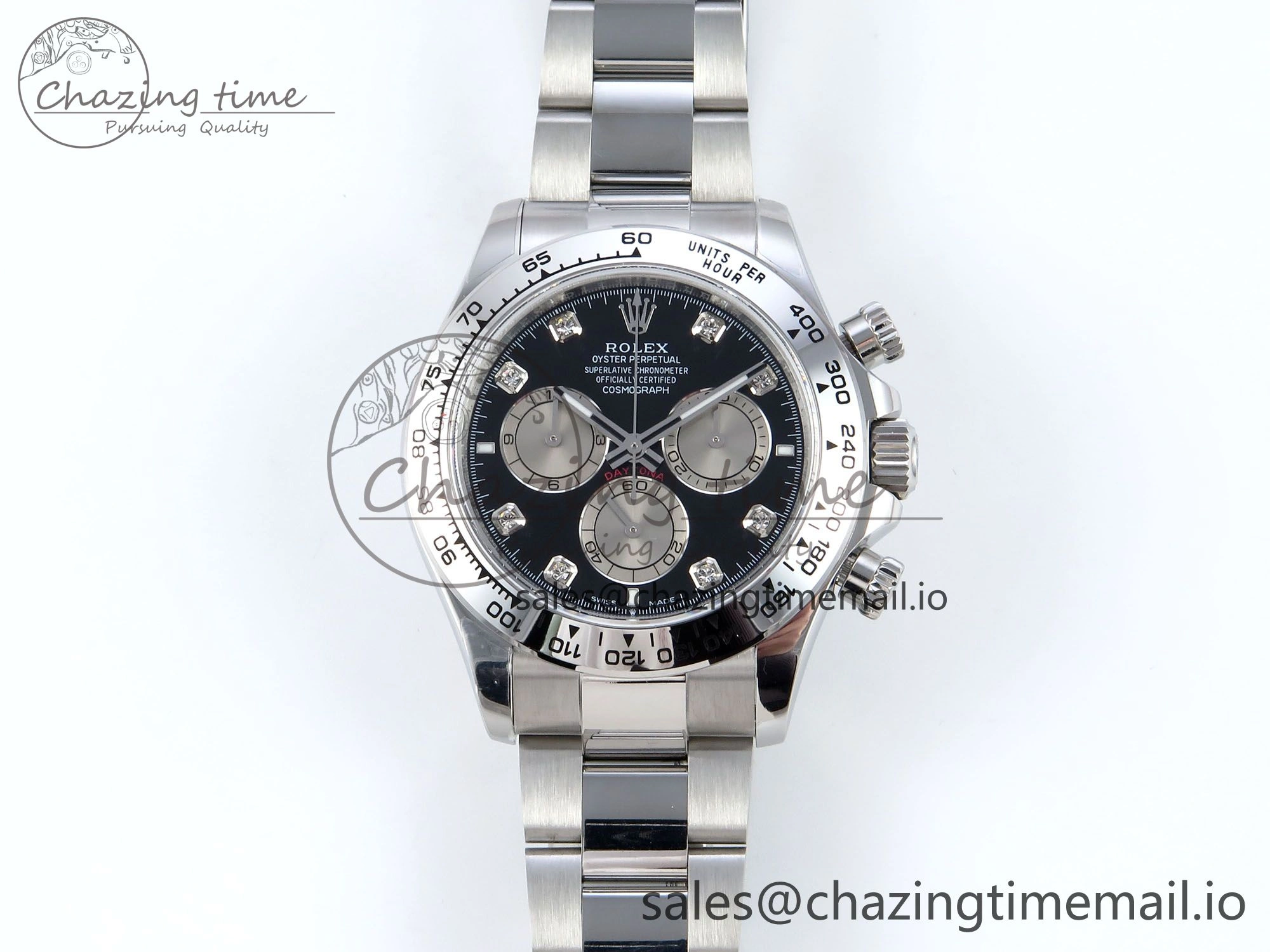 Daytona 126509 QF 1:1 Best Edition Black Silver Diamonds Dial on SS Braclet SH4131 V Sleek 714