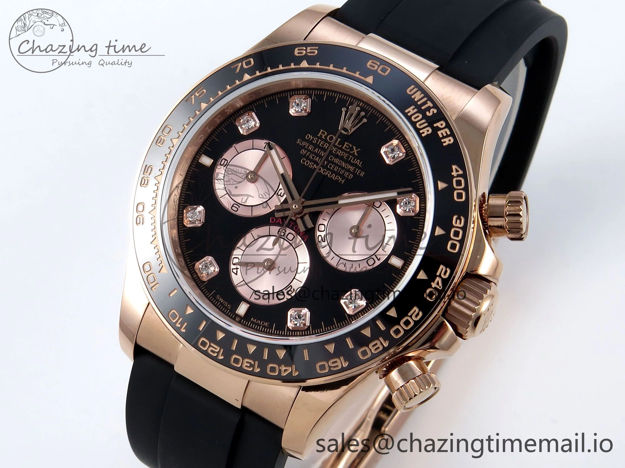 Daytona 126515 QF 1:1 Best Edition Black RG Diamonds Dial on Oysterflex Strap SH4131 V WeatherProof 701