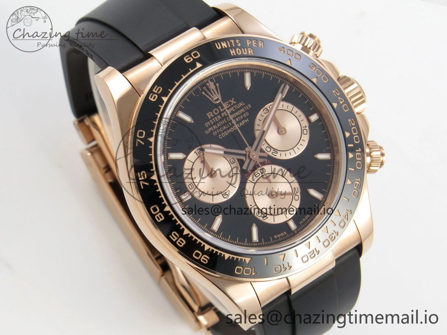 Daytona 126515 RG Clean 1:1 Best Edition Black Ceramic Bezel Black Stick Dial on Oysterflex Rubber Strap DD QuickDry 232