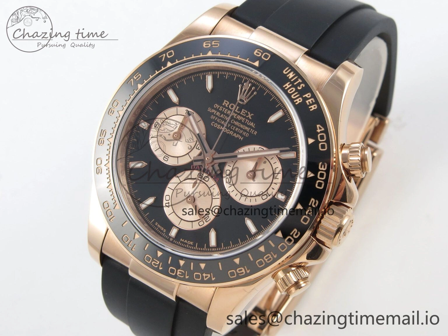 Daytona 126515 RG Clean 1:1 Best Edition Black Ceramic Bezel Black Stick Dial on Oysterflex Rubber Strap DD QuickDry 232
