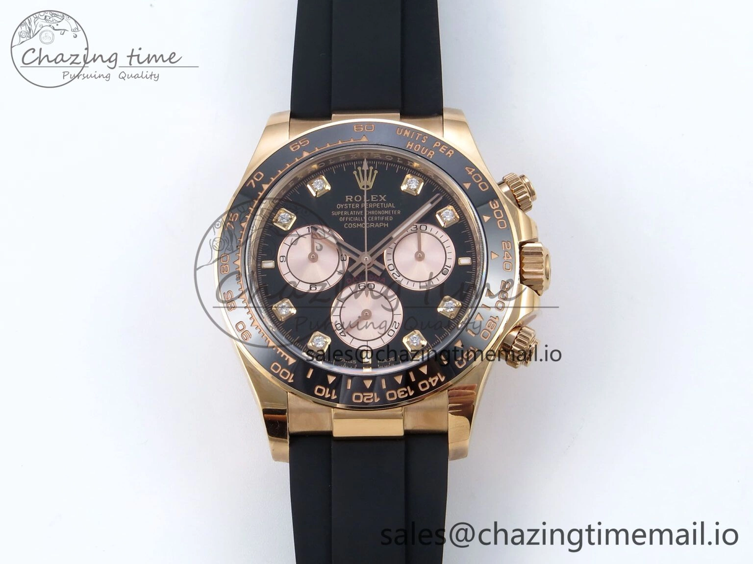 Refined Daytona 126515 RG Clean 1:1 Best Edition Black RG Diamonds Dial on Oysterflex Strap DD 229
